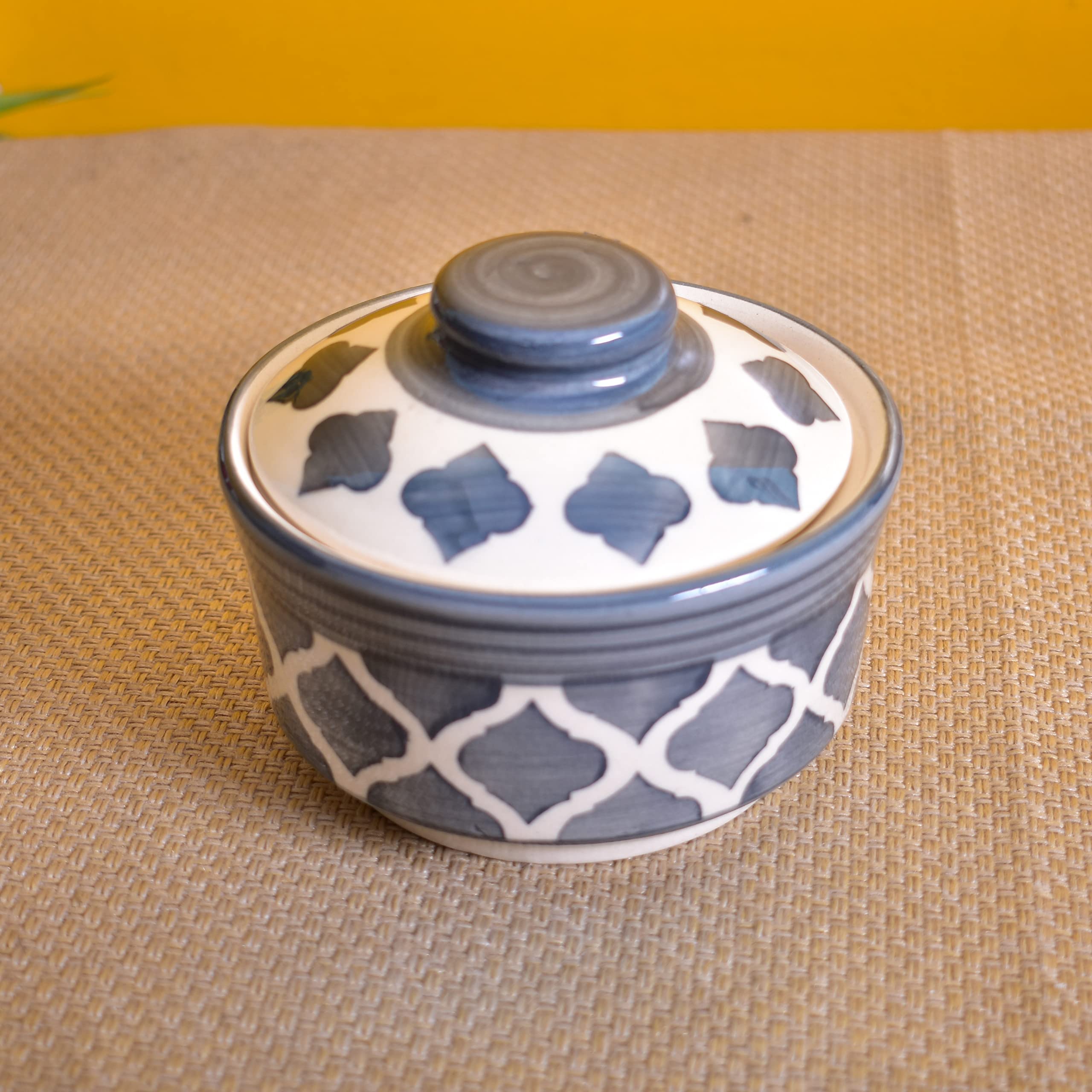 Kunhar Ceramic Donga with Lid, Ceramic Serving Donga, 1000 Ml, 500 Ml and 250 Ml, 3 Pieces, Grey Chidi