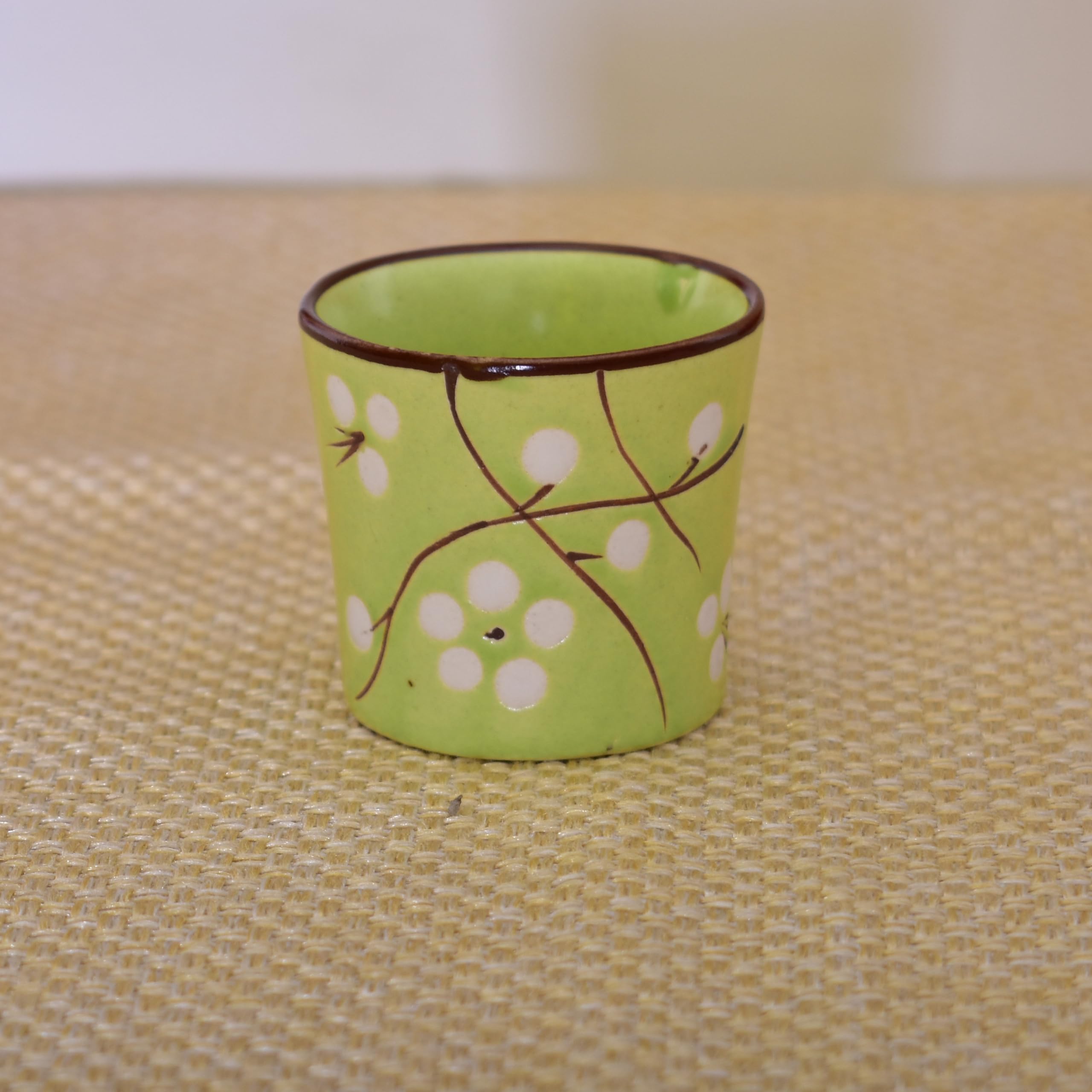 KunhaR Handmade Ceramic Tequila & Whiskey Decanter Set (300 Ml) with 6 Shot Glasses, Green