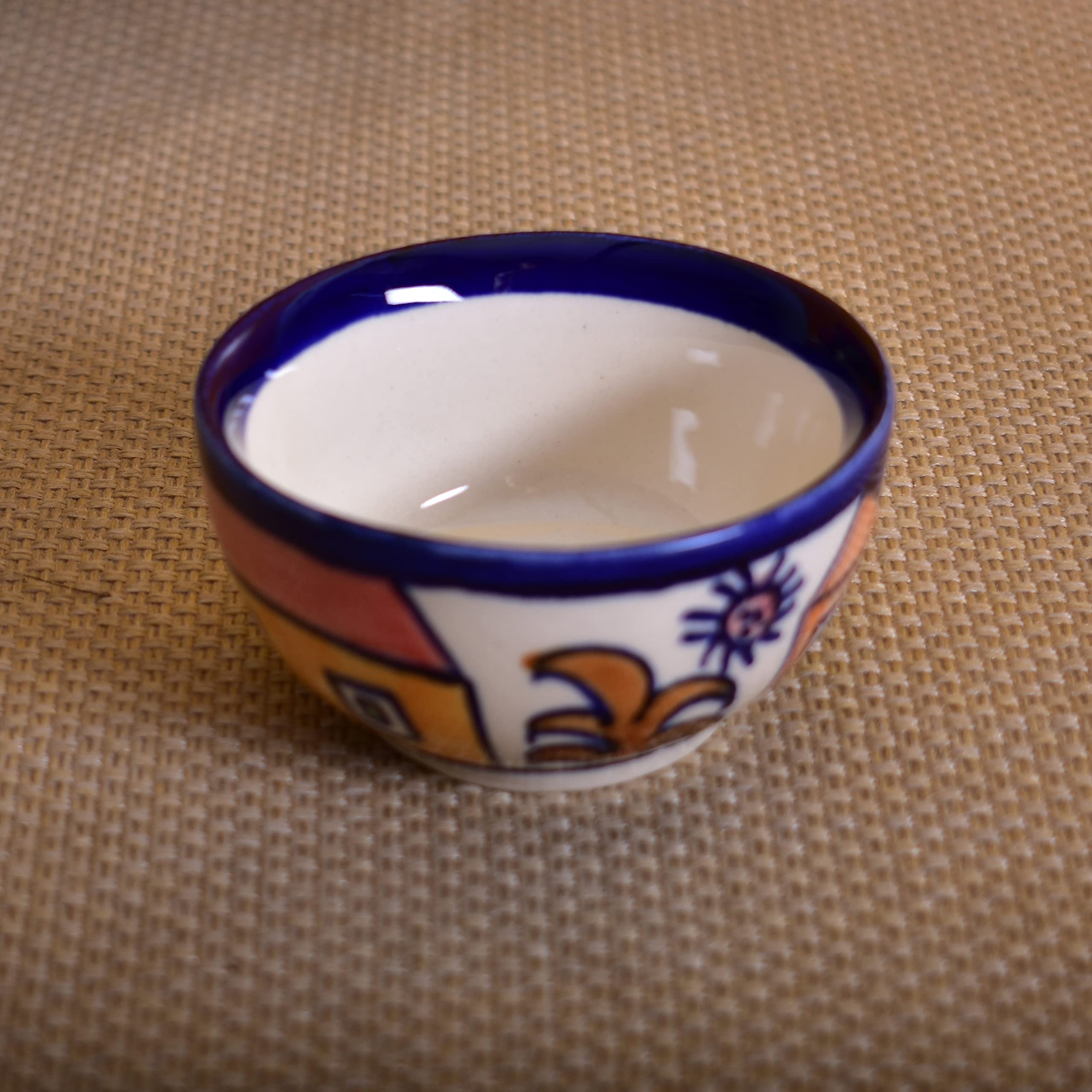 Kunhar Ceramic Dessert Bowls - 150 Ml, 4 Pieces, Hut Painting Multicolor