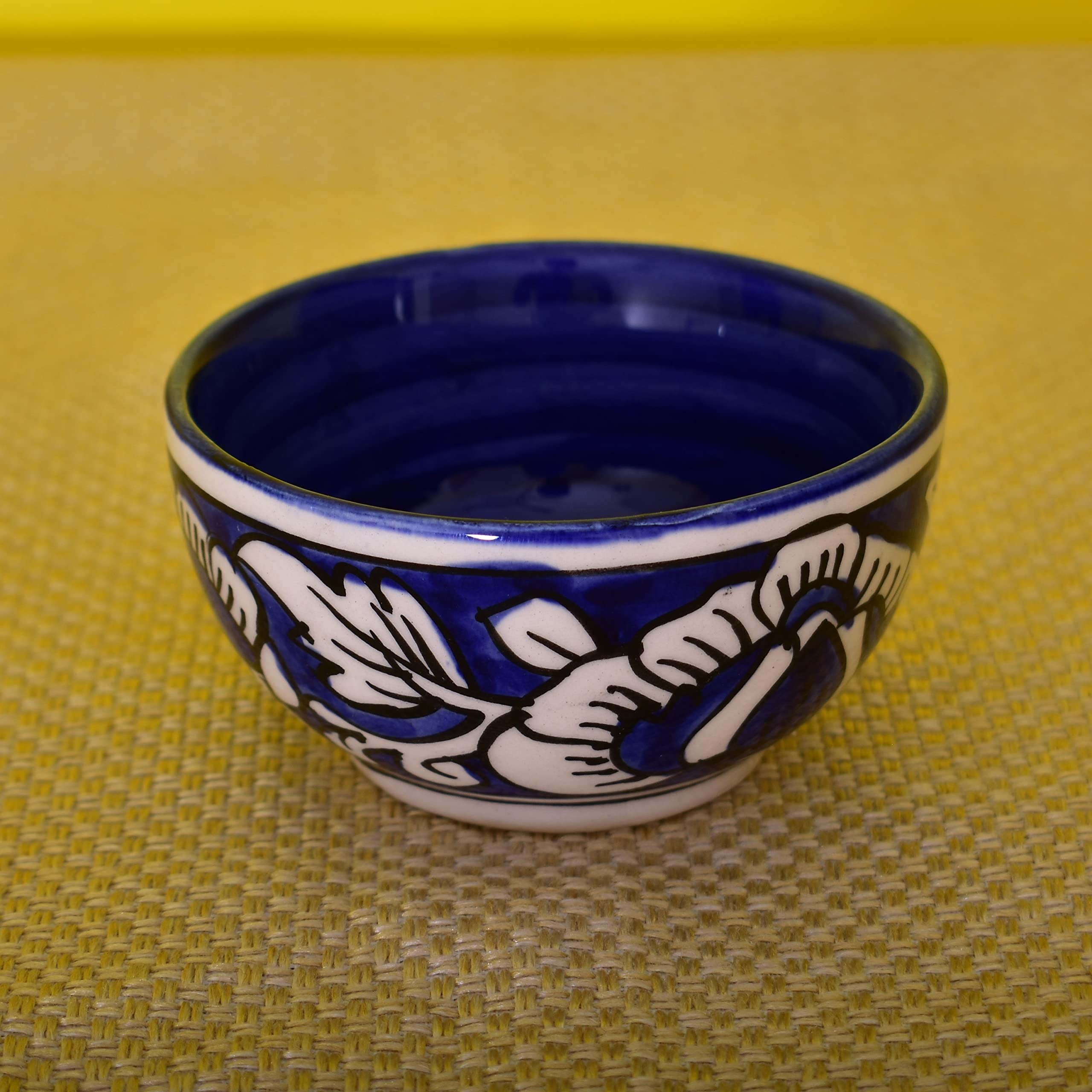 Kunhar Ceramic Blue Mugal Painted Dessert Bowls - 150 Ml, 6 Pieces, Blue Mugal