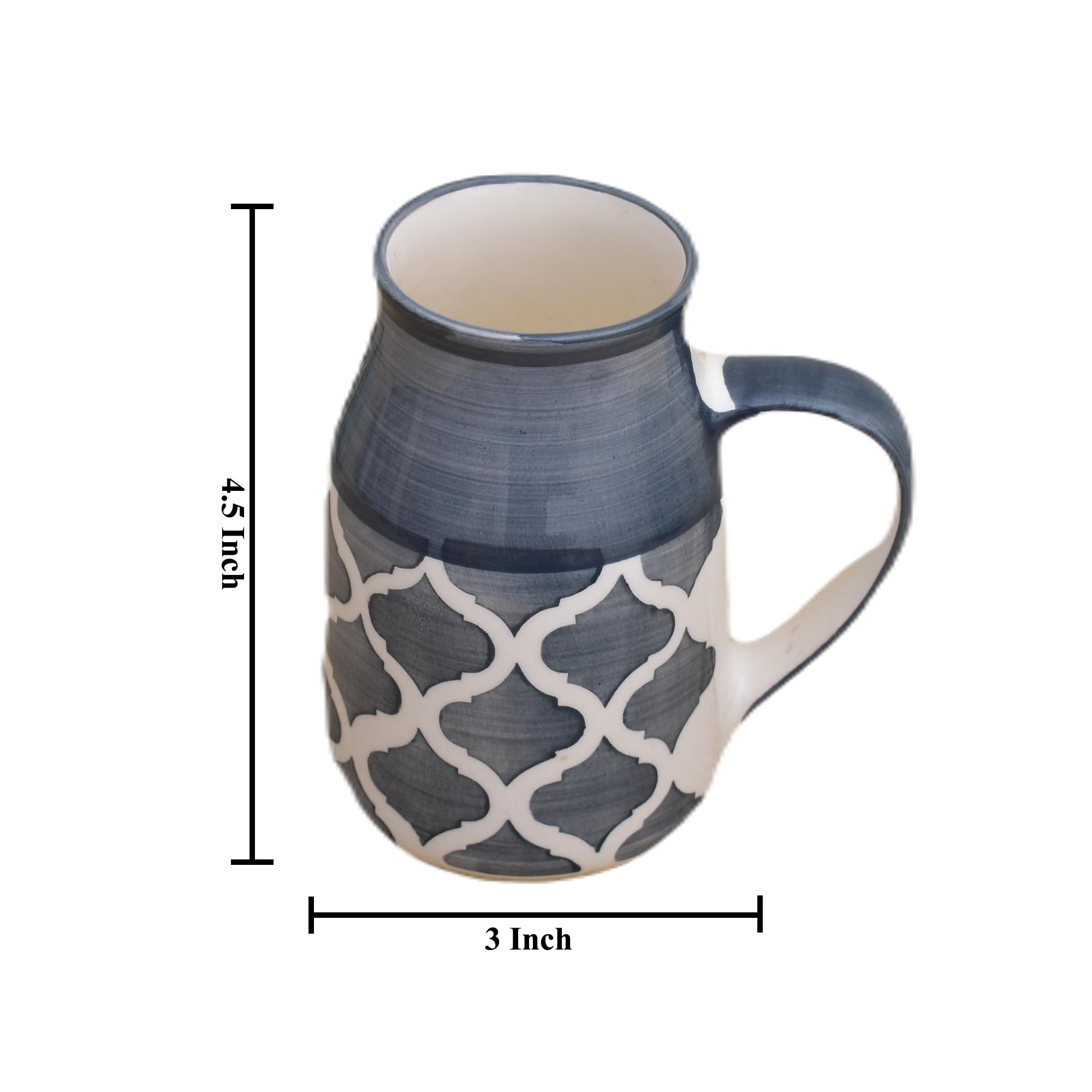 Kunhar Ceramic Coffee Mug, Milk Mug 400 Ml, Grey Chidi Can Sahpe