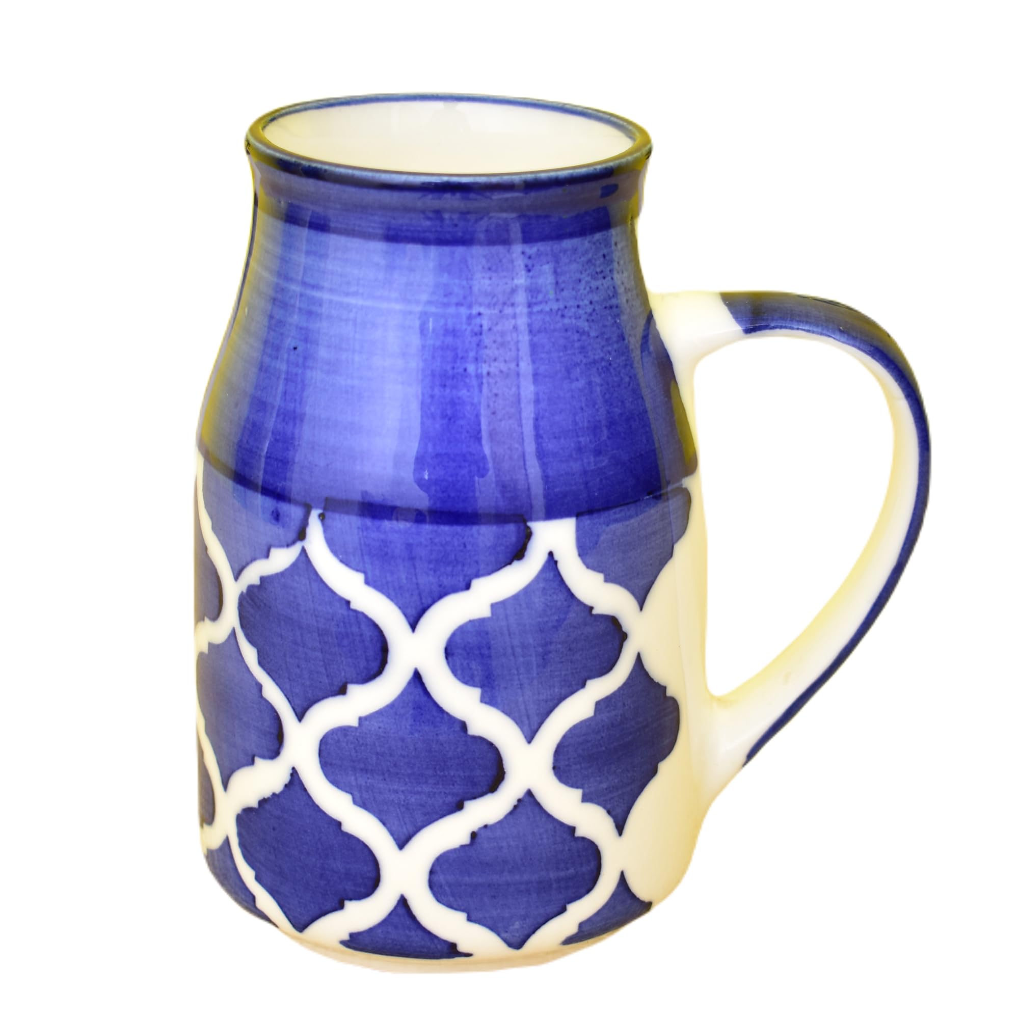 Kunhar Ceramic Coffee Mug, Milk Mug 400 Ml, Blue Chidi Can Sahpe