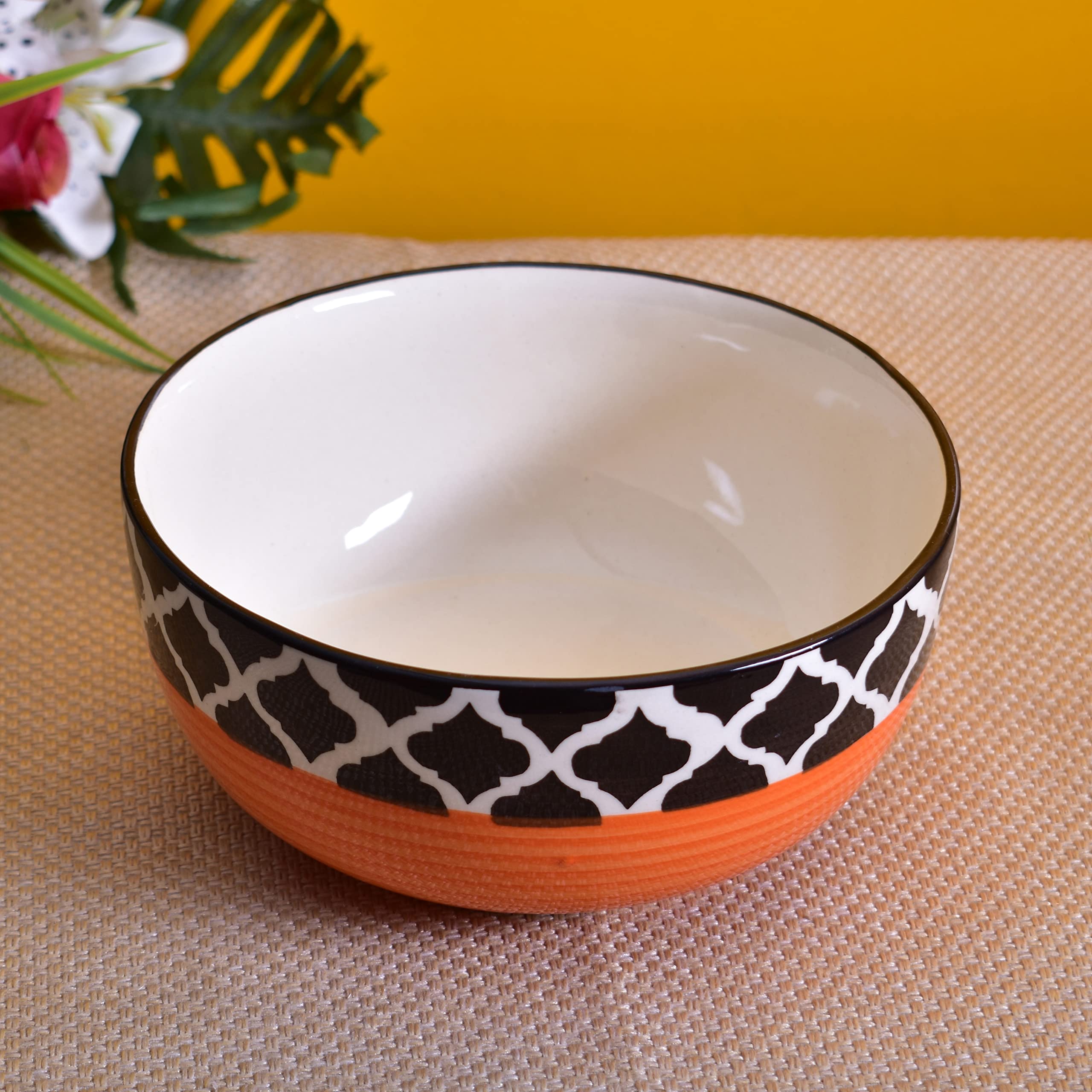 Kunhar Ceramic Mixing Bowls - 1500 ML and 800 ML, 2 Pieces, Red Chidi