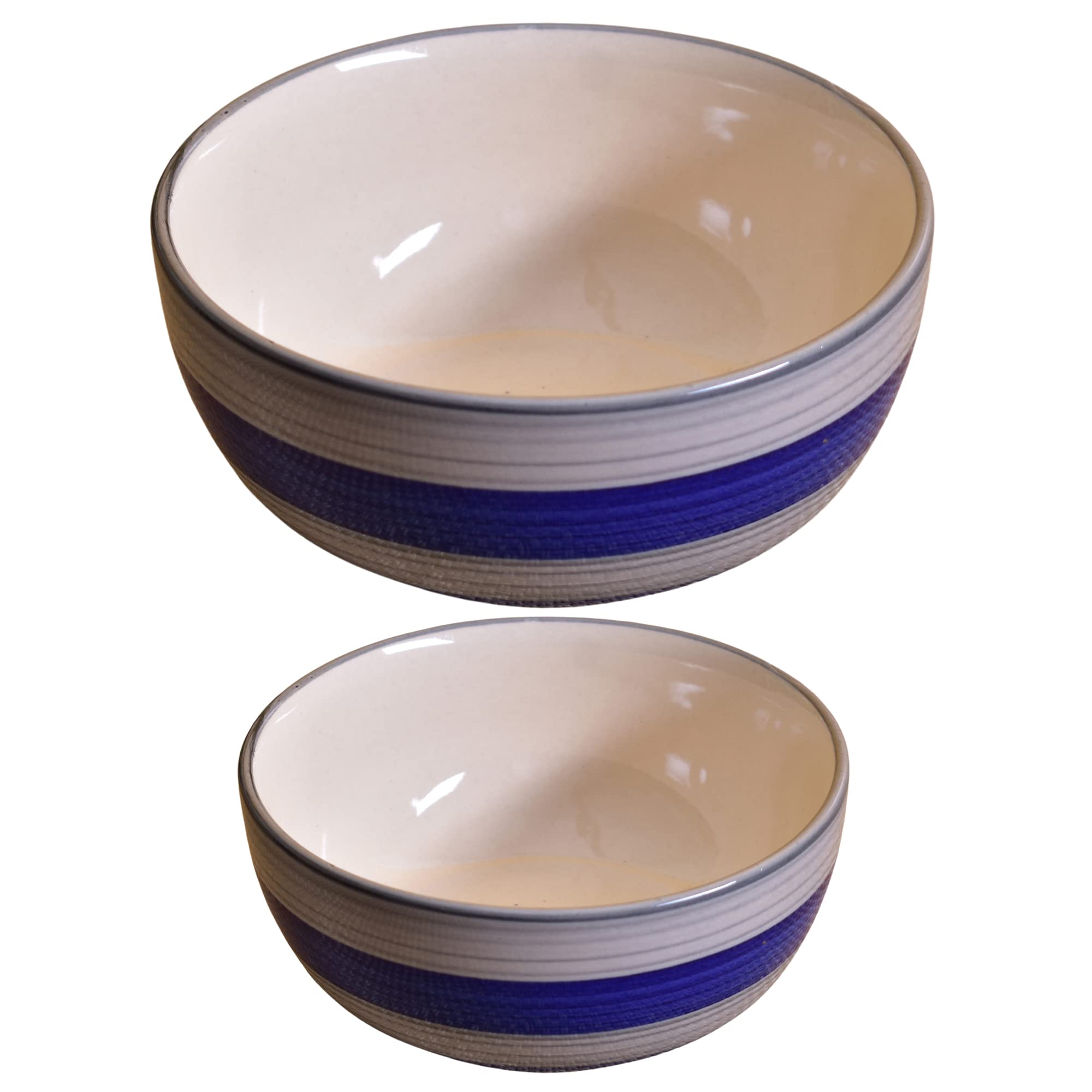 Kunhar Ceramic Mixing Bowls - 1500 ML and 800 ML, 2 Pieces, Monsoon