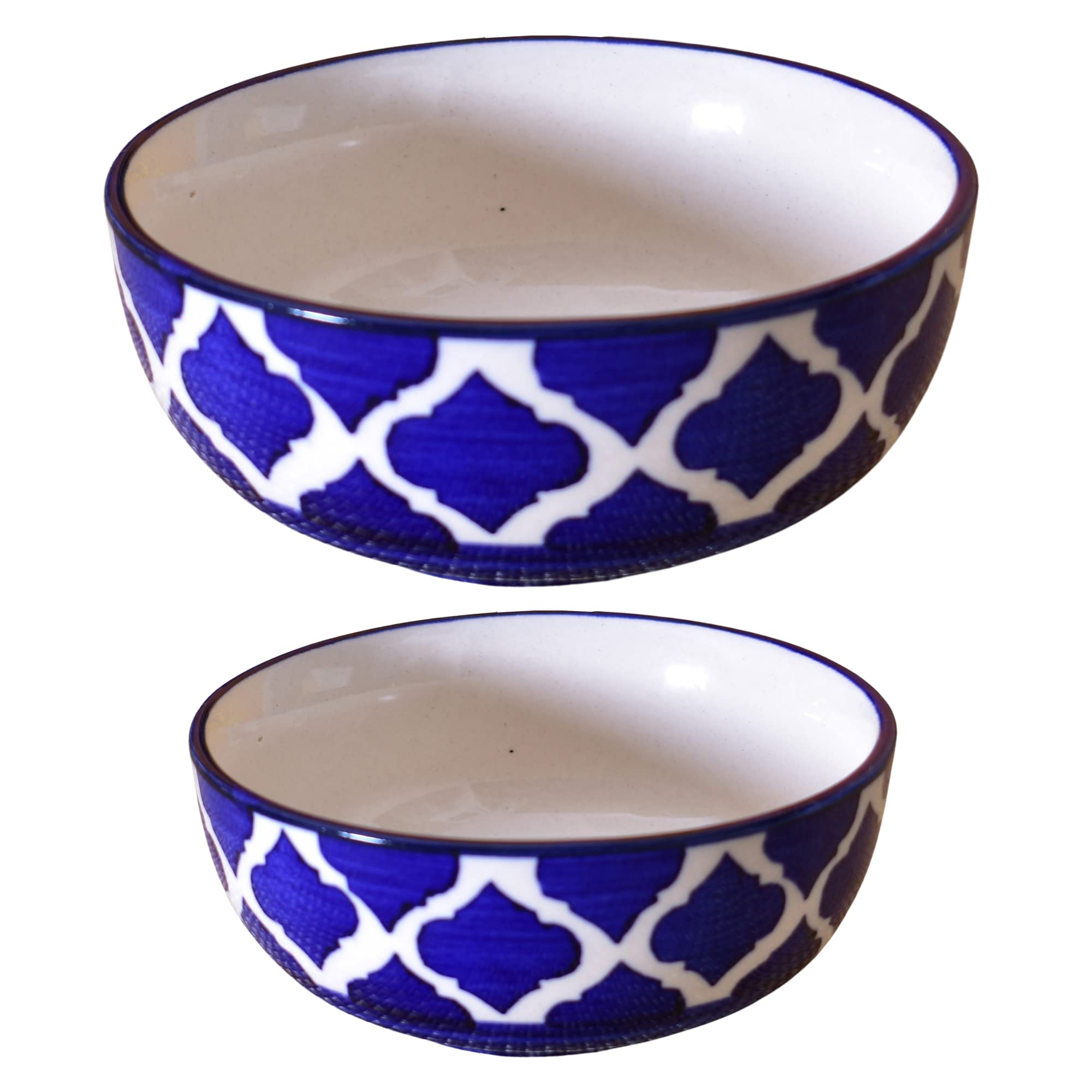 Kunhar Ceramic Mixing Bowls - 1500 ML and 800 ML, 2 Pieces, Blue