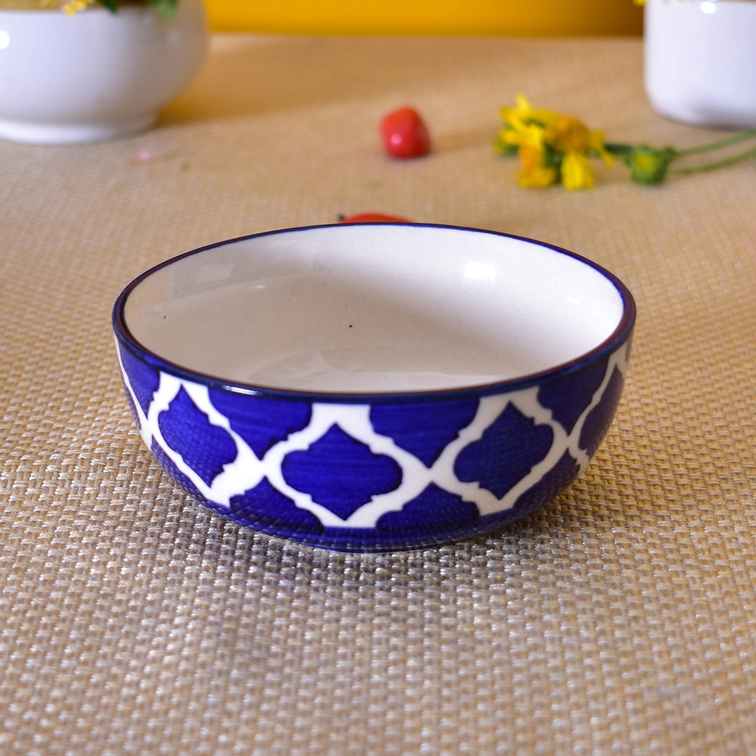 Kunhar Ceramic Mixing Bowls - 1500 ML and 800 ML, 2 Pieces, Blue