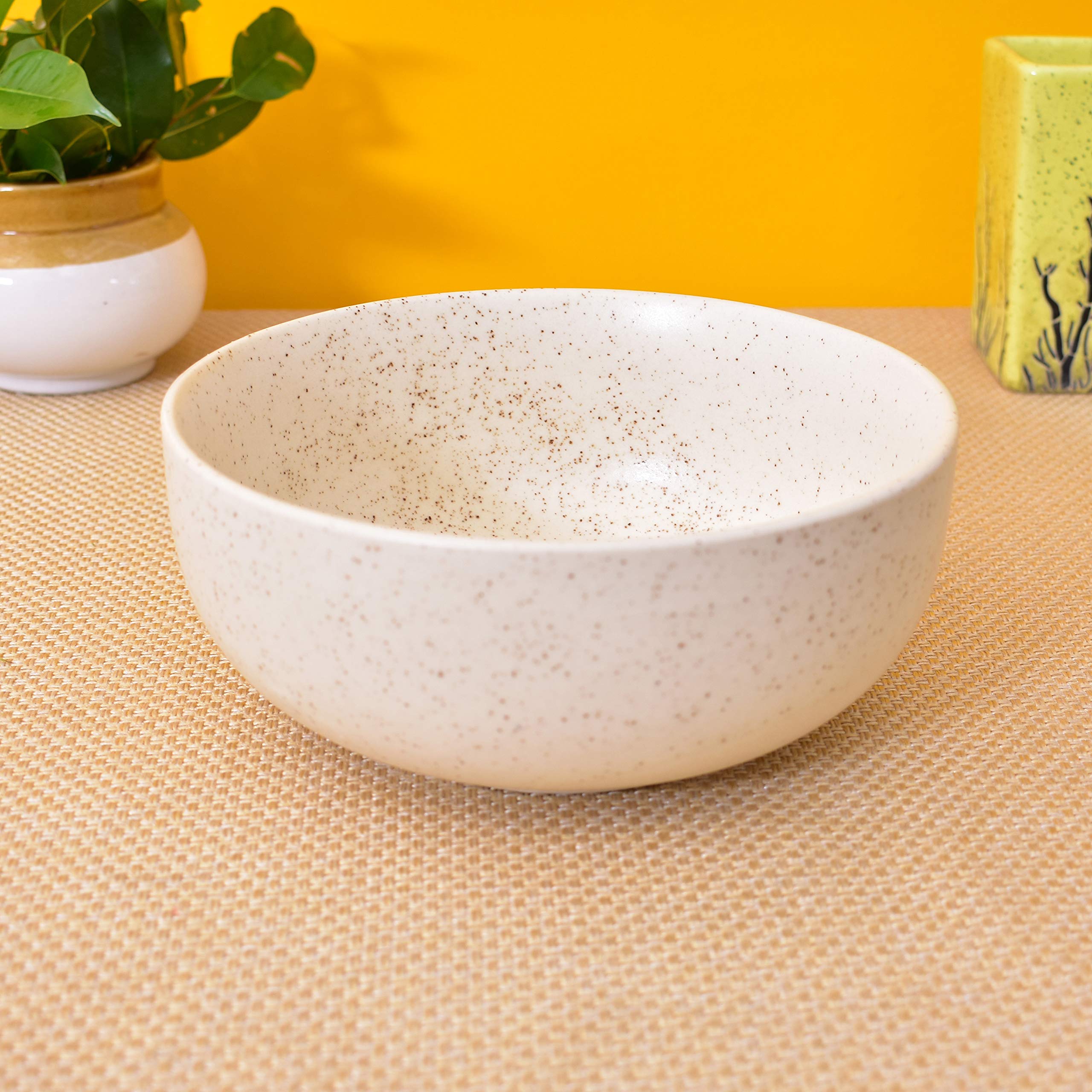 Kunhar Ceramic Serving Bowls (White Matt, 600 ml) - 1 Piece