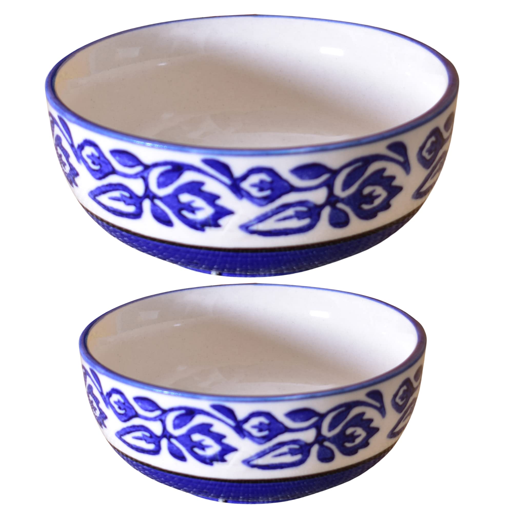 Kunhar Ceramic Mixing Bowls - 1500 ML and 800 ML, 2 Pieces, Blue