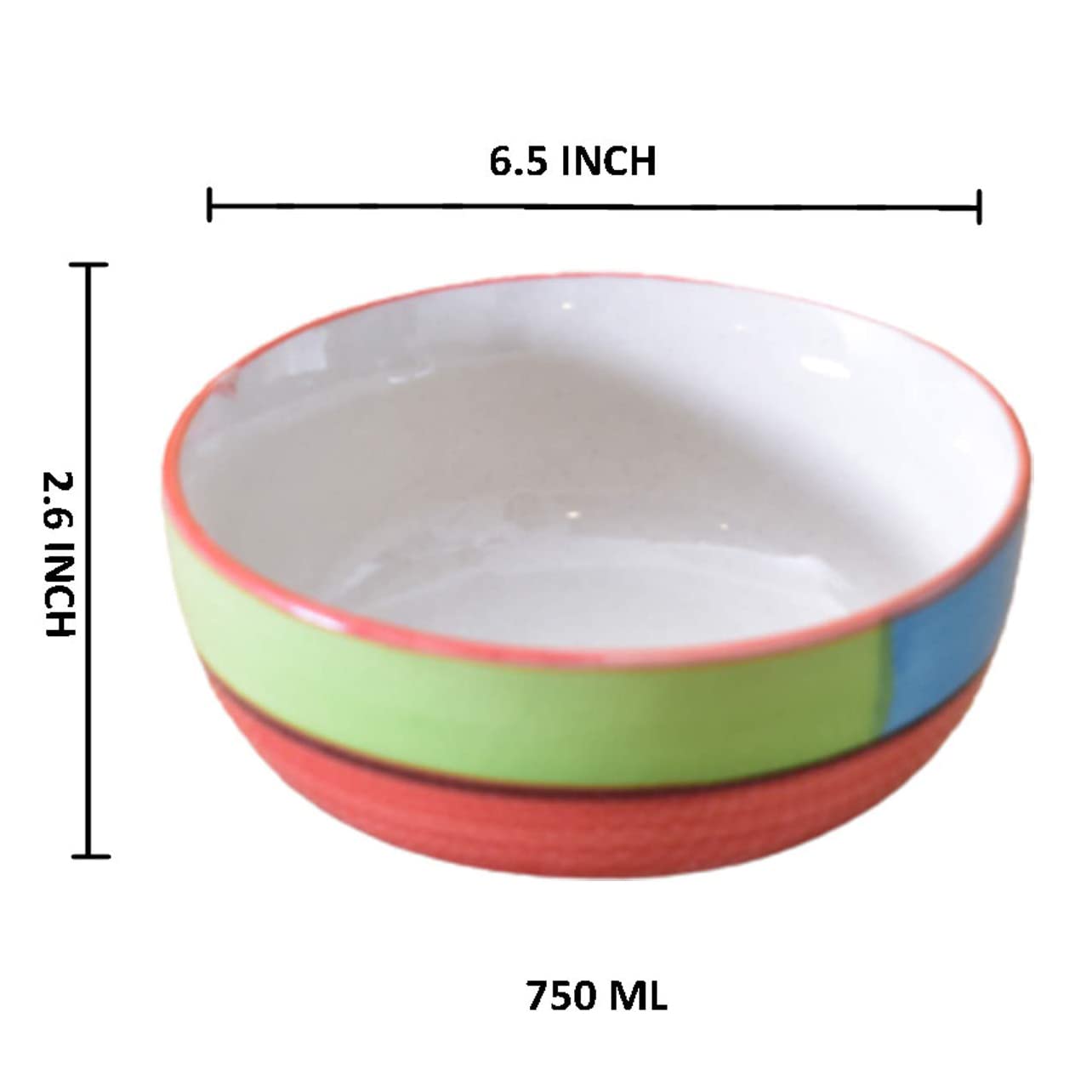Kunhar Ceramic Serving Bowls (Red, 800 ml) - 1 Piece