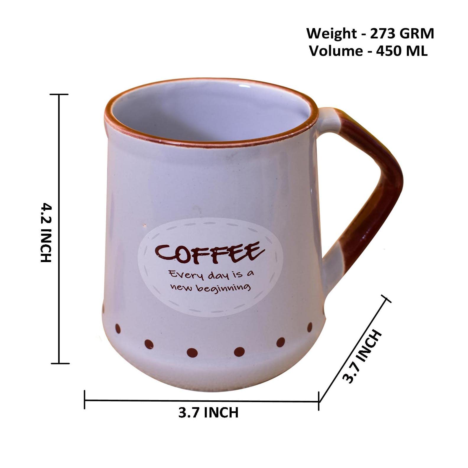 Kunhar Ceramic Coffee Mug, Milk Mug - 2 Pieces, Light-Blue, 450ml