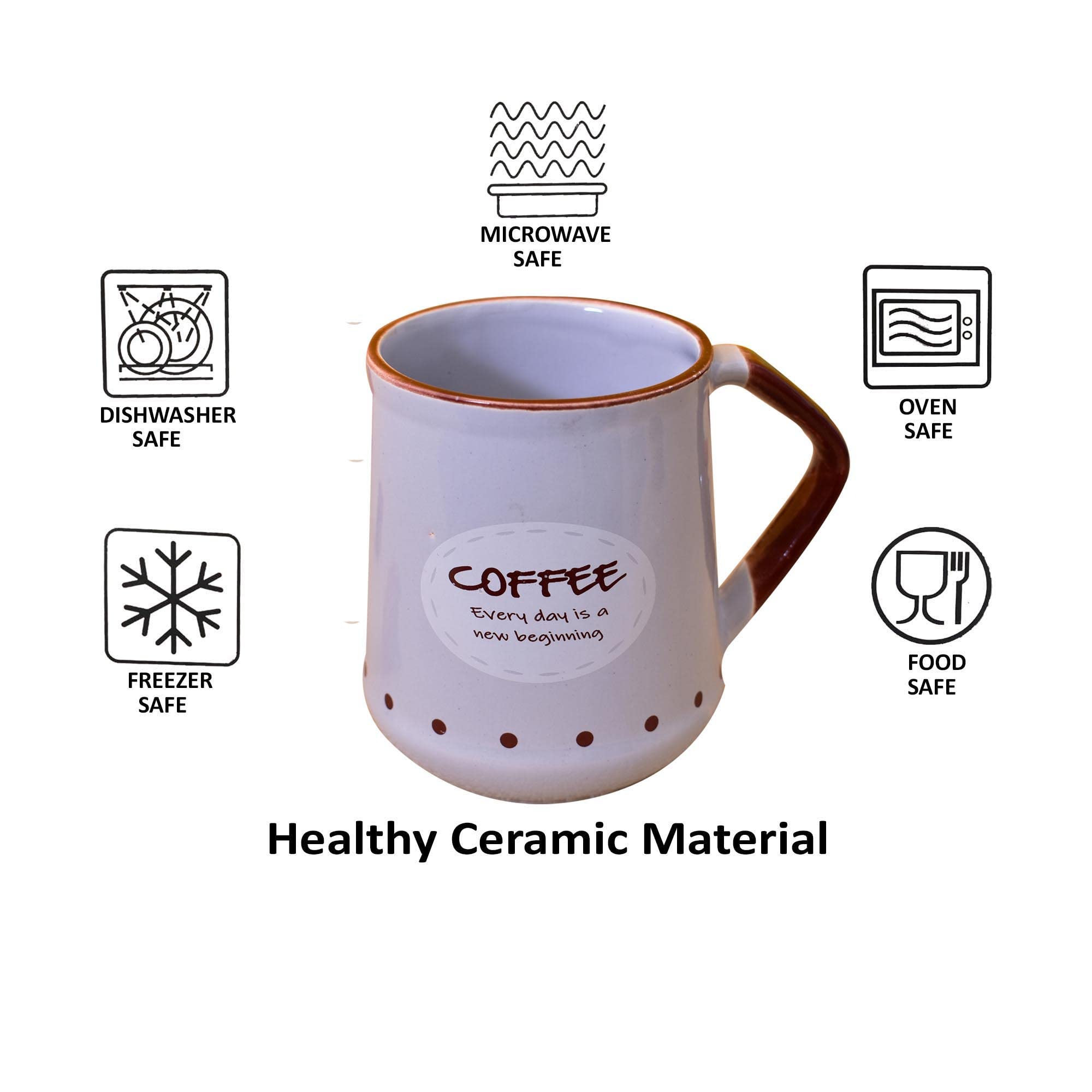 Kunhar Ceramic Coffee Mug, Milk Mug - 2 Pieces, Light-Blue, 450ml