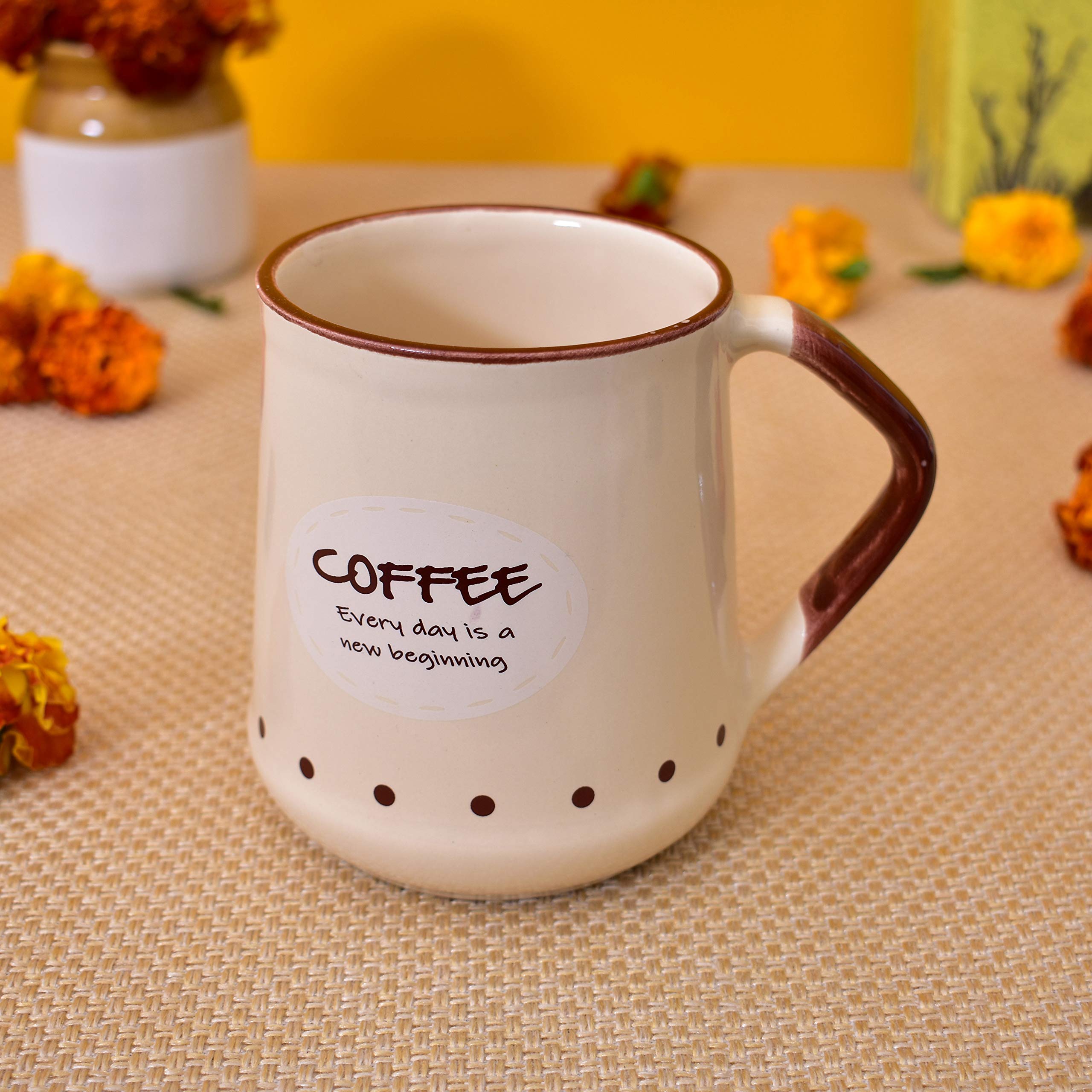 Kunhar Ceramic Coffee Mug, Milk Mug - 4 Pieces, Lvory, 450ml
