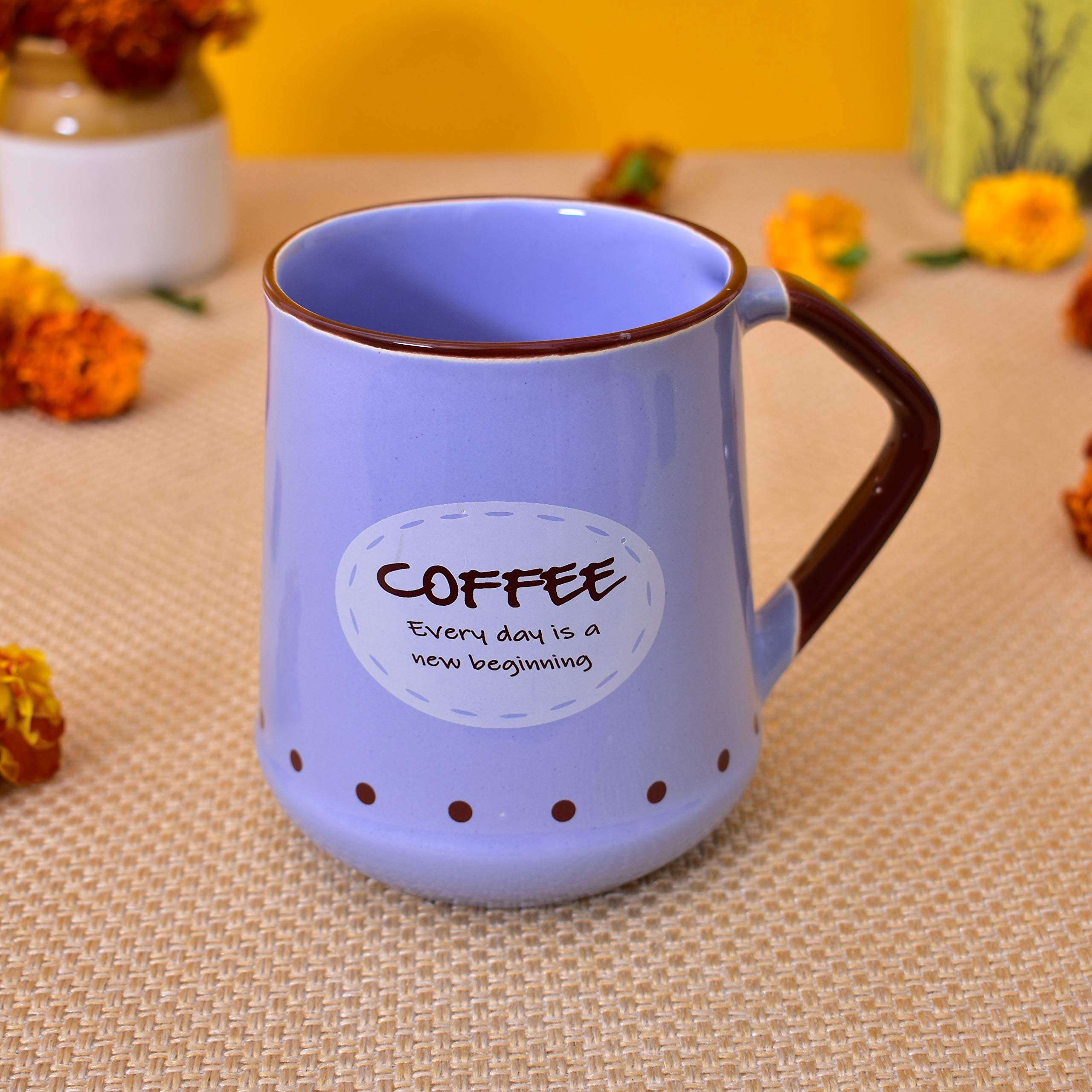 Kunhar Ceramic Coffee Mug, Milk Mug - 4 Pieces, Cornflower Blue, 450ml