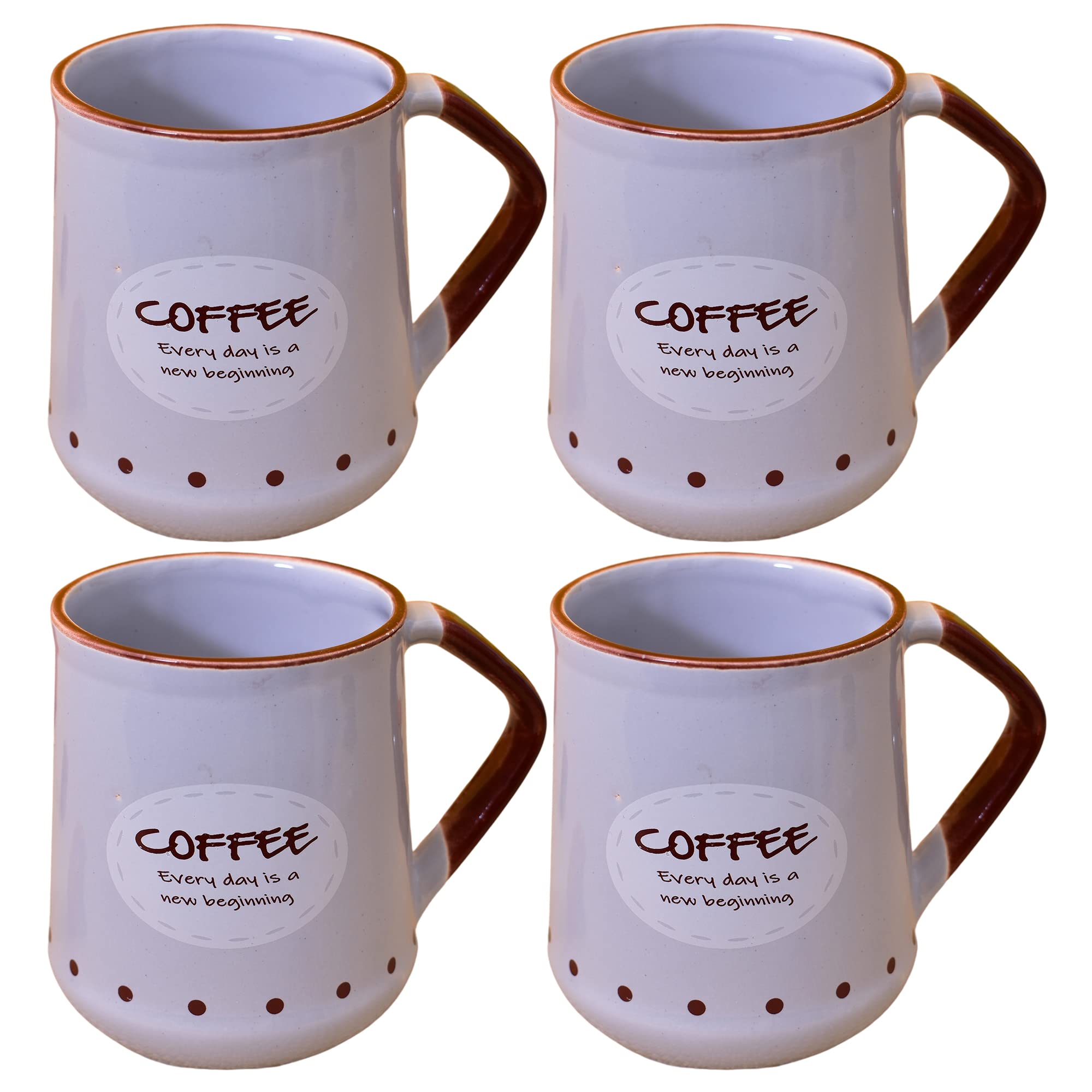 Kunhar Ceramic Coffee Mug, Milk Mug - 4 Pieces, Light-Blue, 450ml