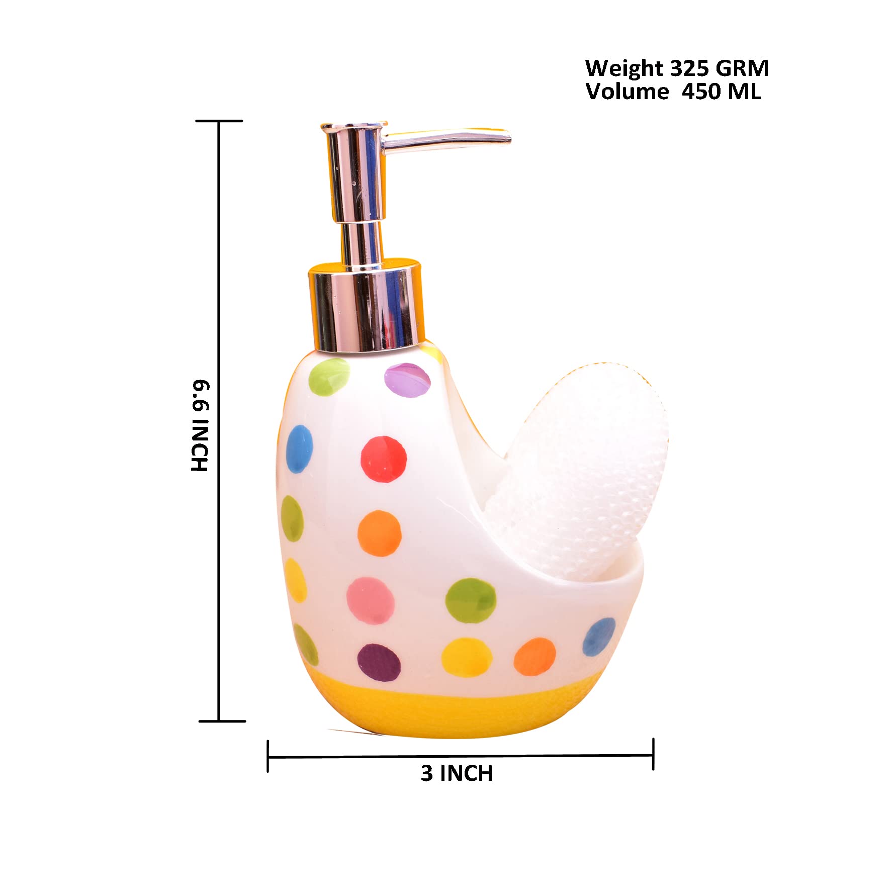 KunhaR Ceramic Liquid Soap Dispenser, 450 Ml, Yellow Base
