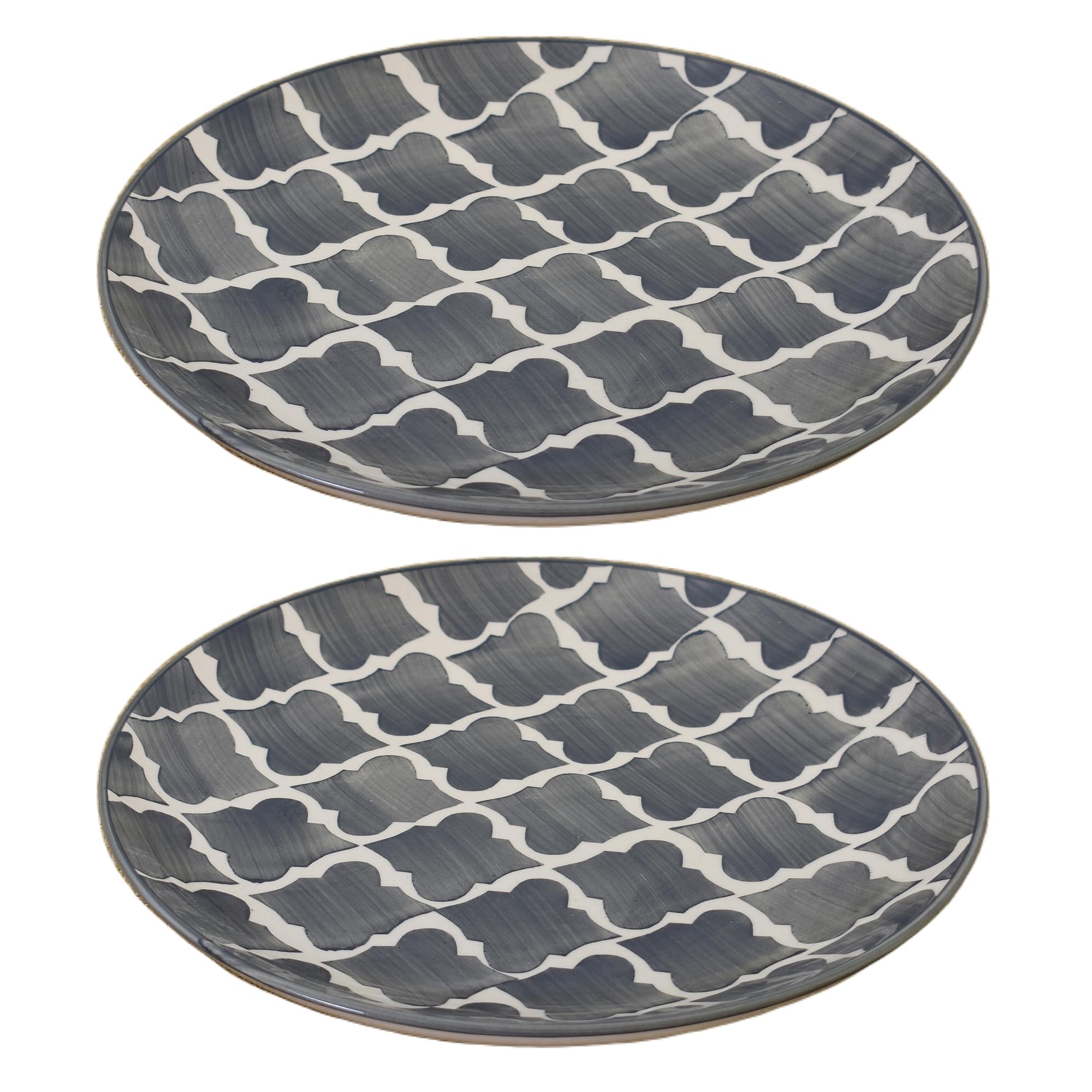 Kunhar Ceramic Plate, 10 Inch, 2 Pieces, Grey