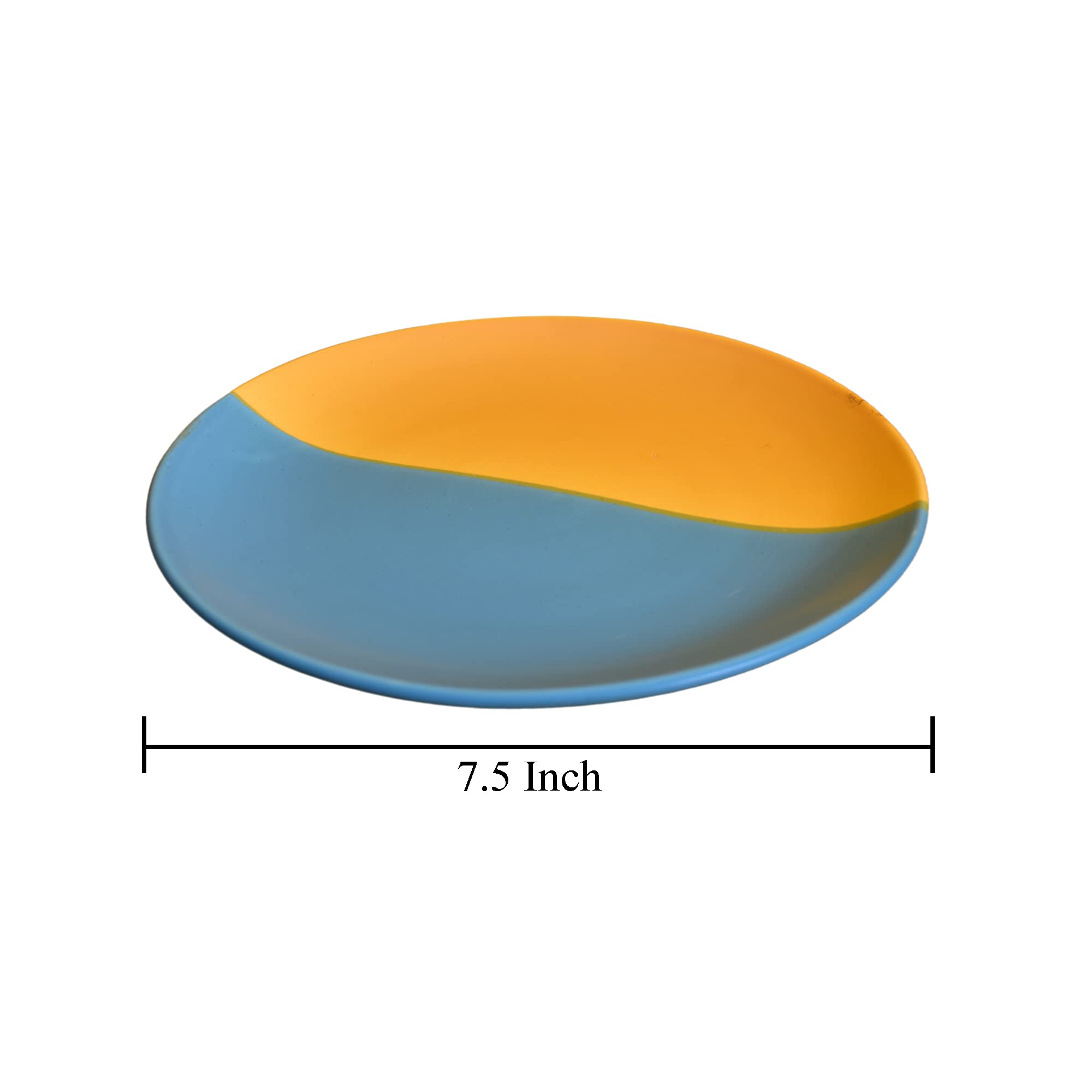 Kunhar Ceramic Plate, 7.5 Inch, 6 Pieces, White Dusty Blue