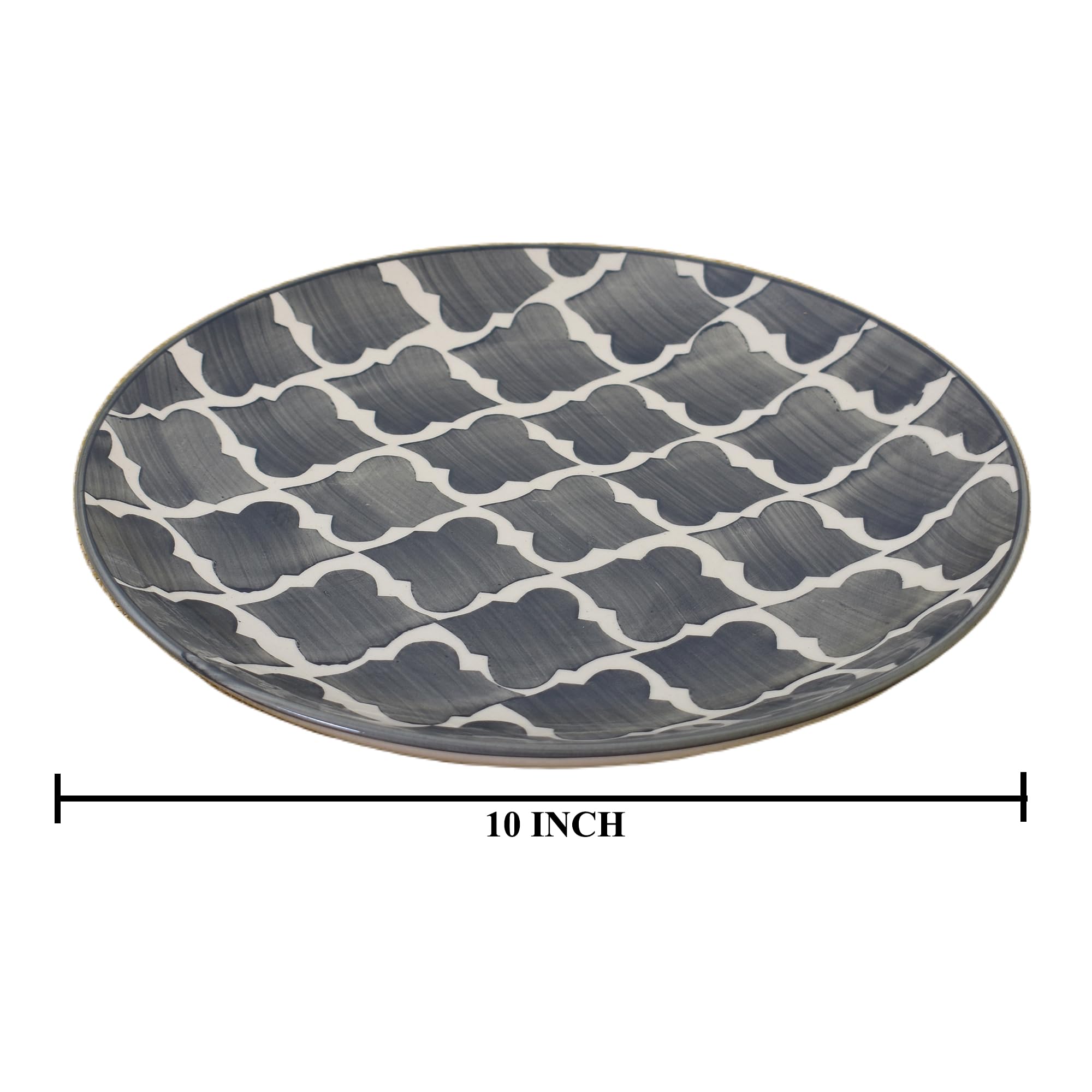 Kunhar Ceramic Plate with Serving Chutney Bowls, 1 Piece of Plate and 2 Pieces of Bowls, Grey