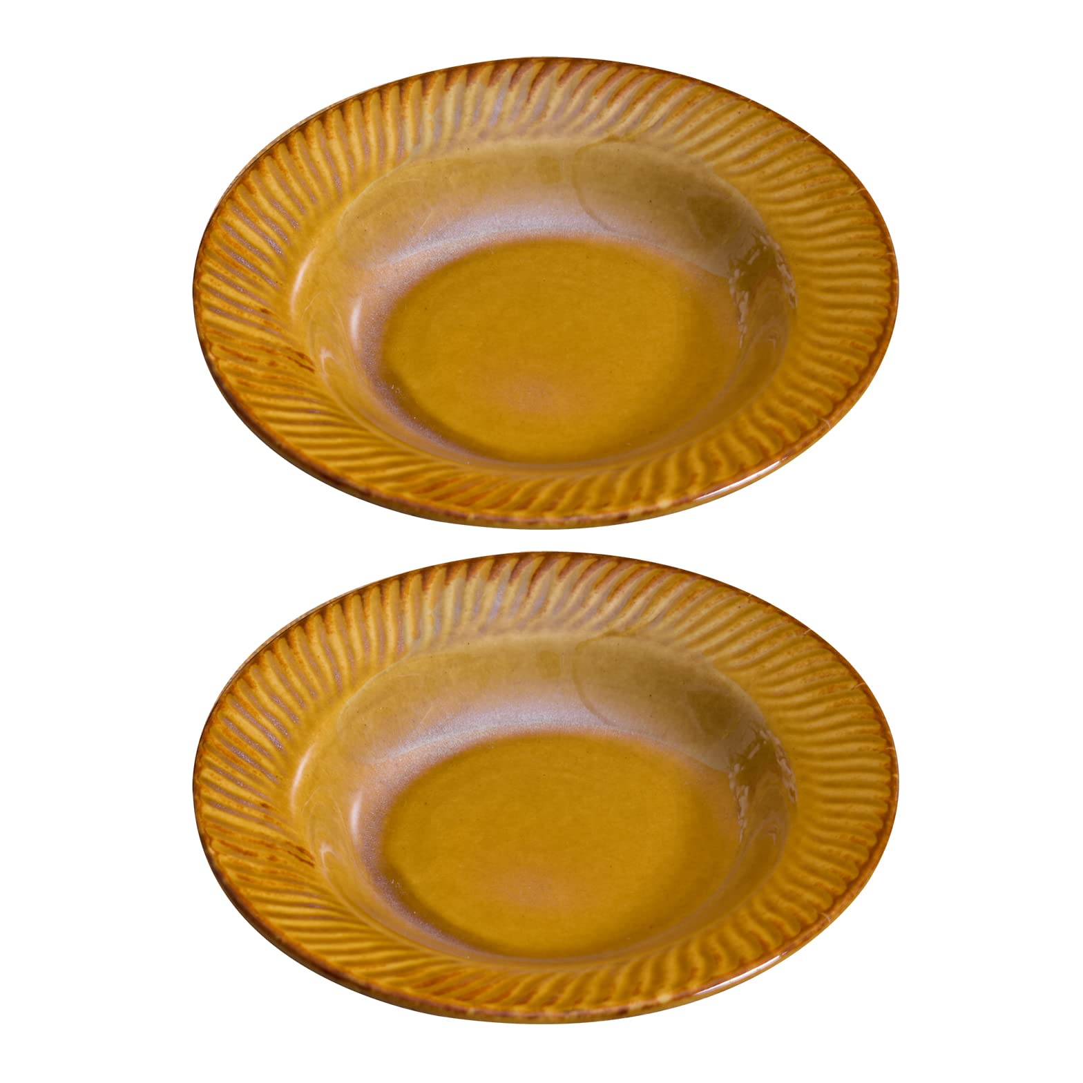Kunhar Glazed Studio Pottery Ceramic Pasta Plate, 2 Pieces, Pirate Gold (7 Inch)