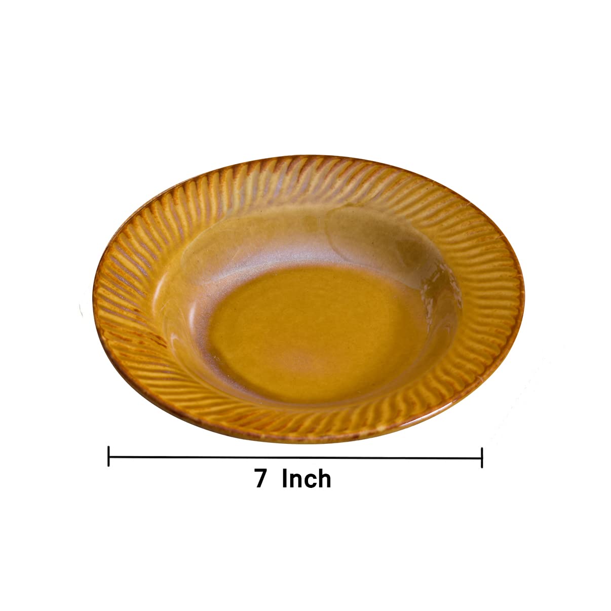 Kunhar Glazed Studio Pottery Ceramic Pasta Plate, 2 Pieces, Pirate Gold (7 Inch)