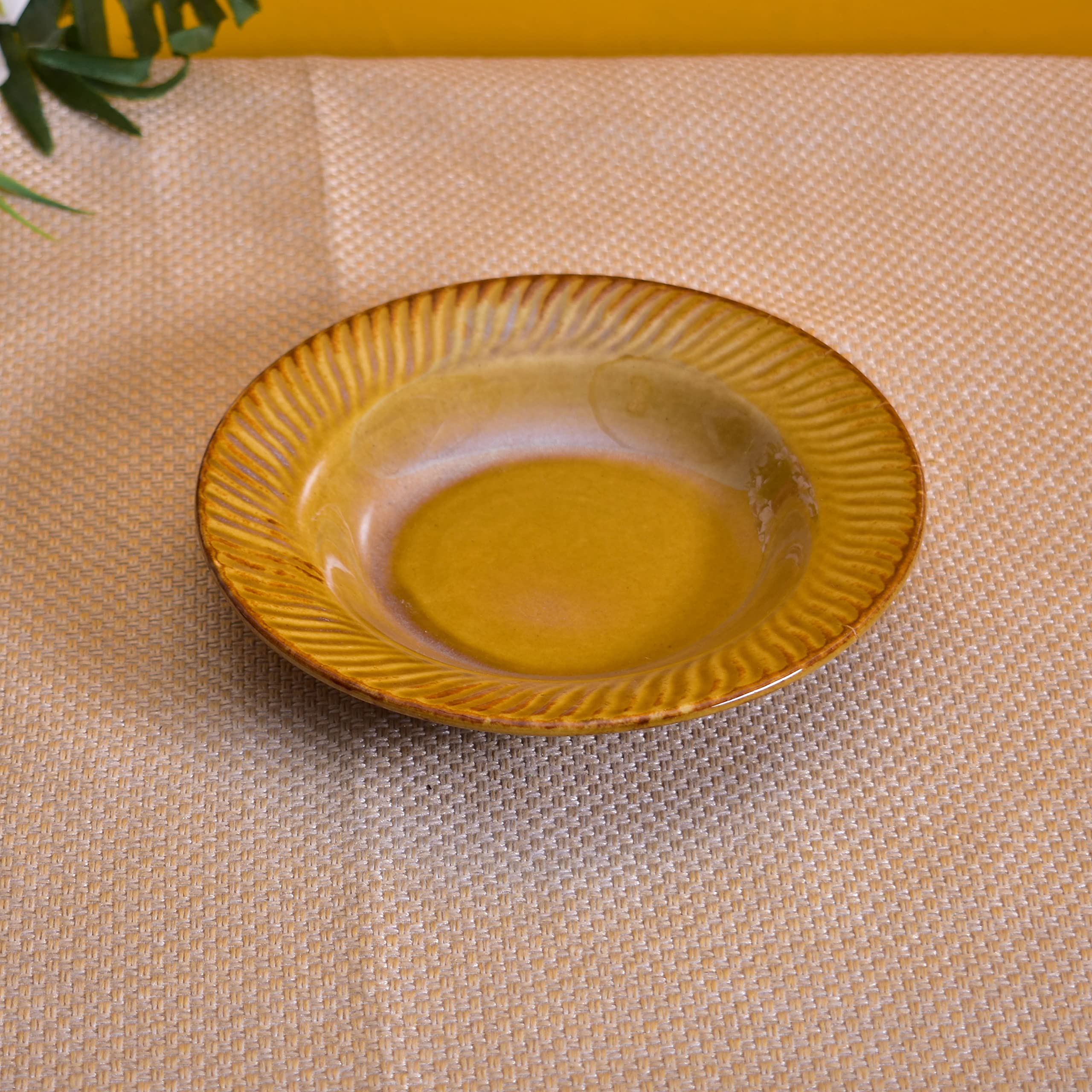 Kunhar Glazed Studio Pottery Ceramic Pasta Plate, 2 Pieces, Pirate Gold (7 Inch)