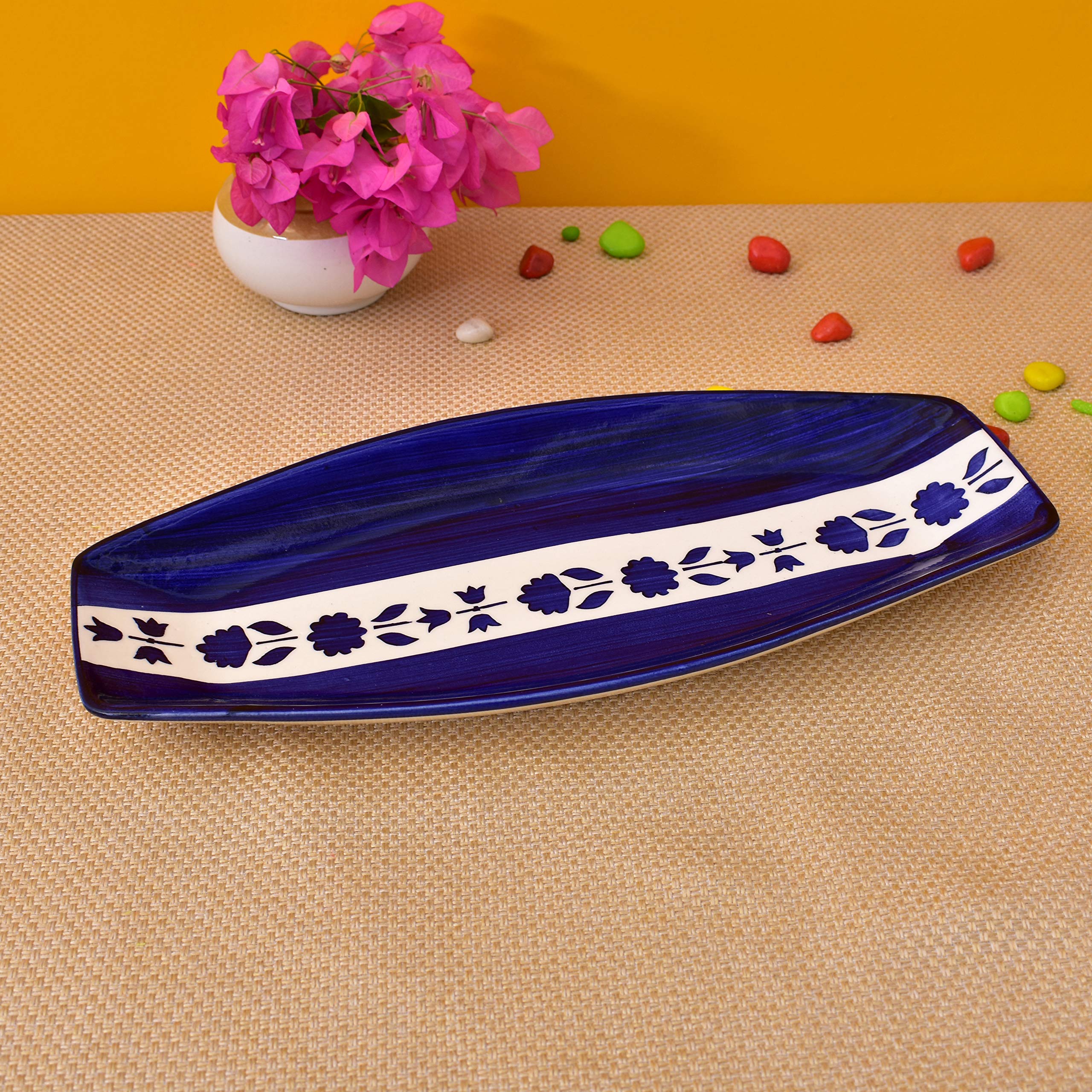 Kunhar Ceramic Platter - (Color Blue)
