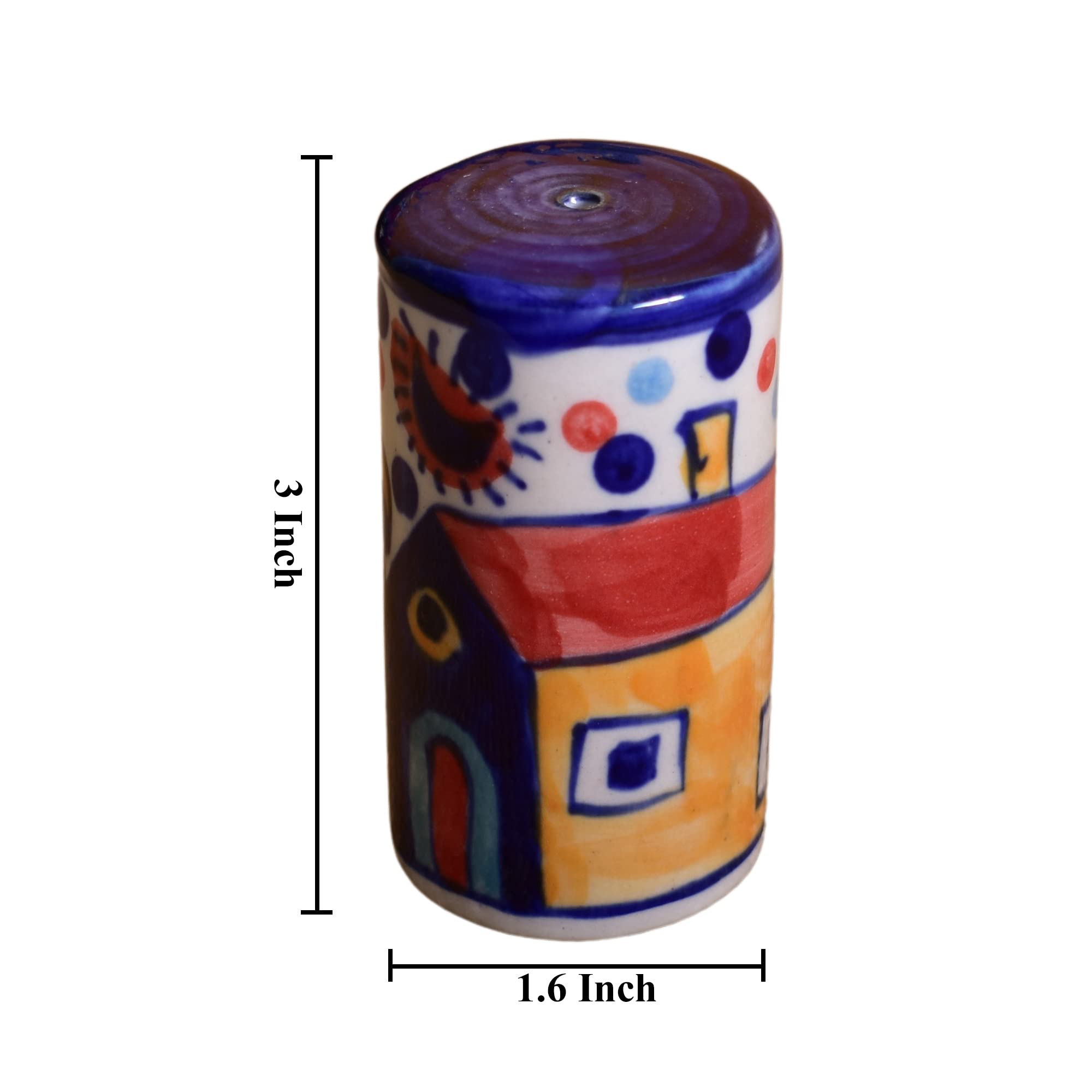 KunhaR Ceramic Hut Painting Pepper Shaker, Salt Shaker Dispenser, Spice Dispenser, 1 Piece, Multicolor