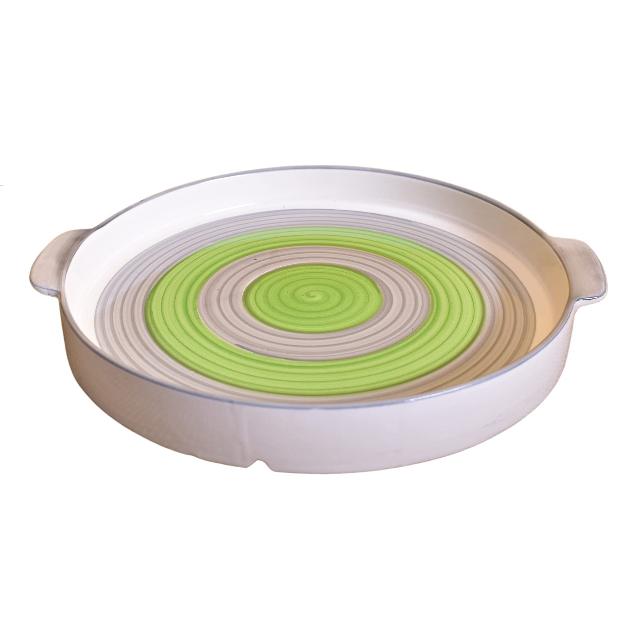 Kunhar Ceramic Snacks Serving Tray, Pizza Plate - 1 Piece, Grey Green, 10 Inch