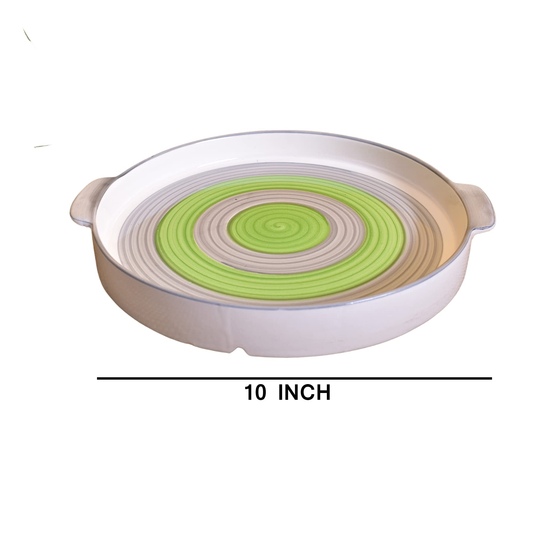 Kunhar Ceramic Snacks Serving Tray, Pizza Plate - 1 Piece, Grey Green, 10 Inch