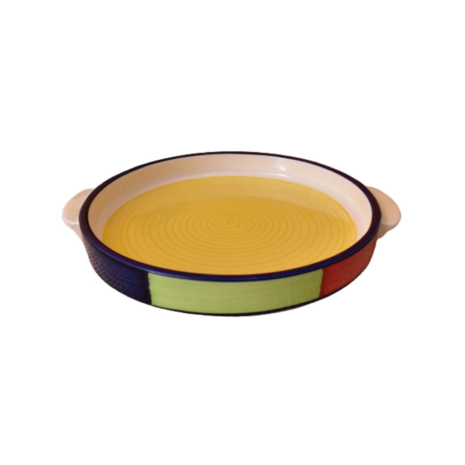 Kunhar Ceramic Snacks Serving Tray, Pizza Plate - 1 Piece, Yellow, 10 Inch