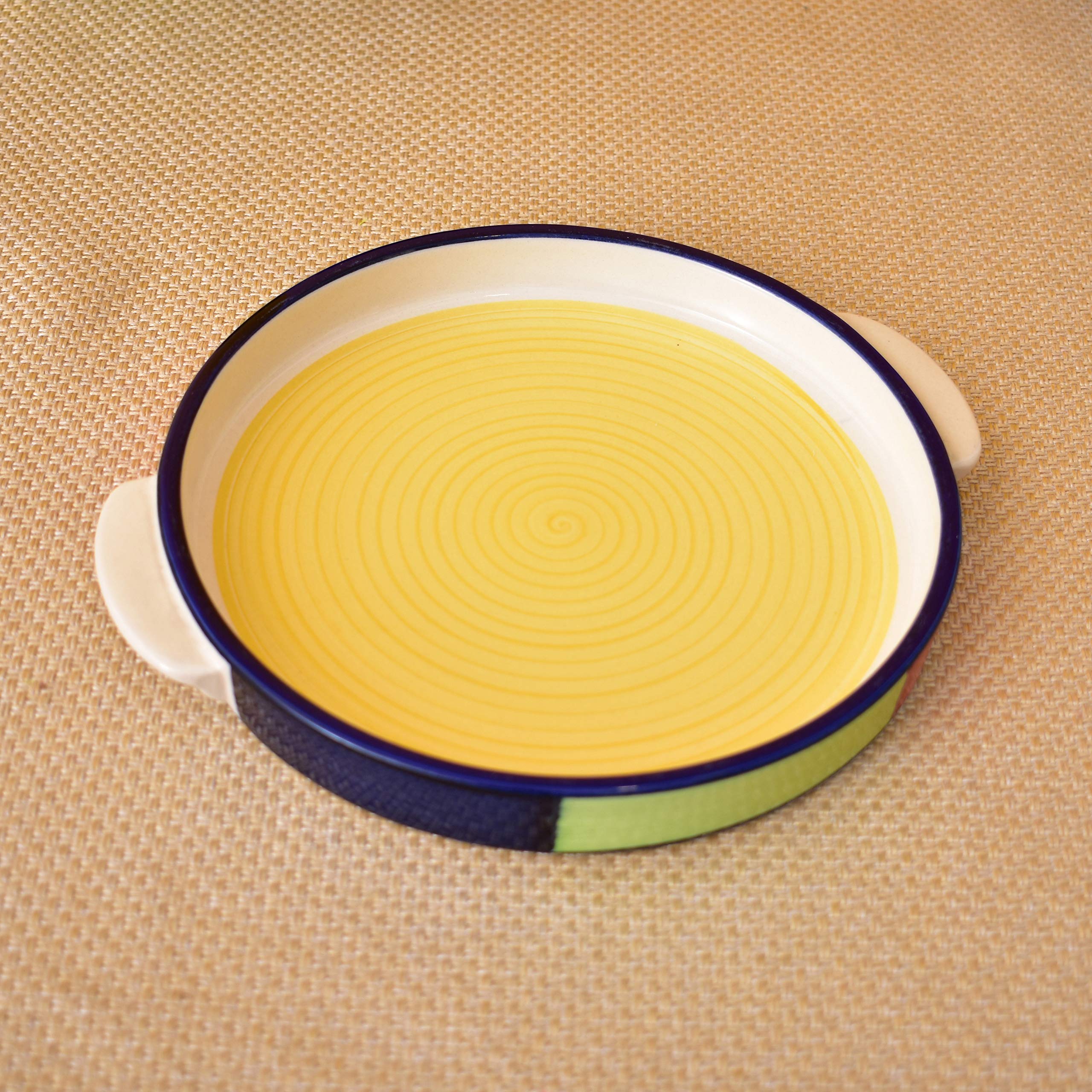 Kunhar Ceramic Snacks Serving Tray, Pizza Plate - 1 Piece, Yellow, 10 Inch