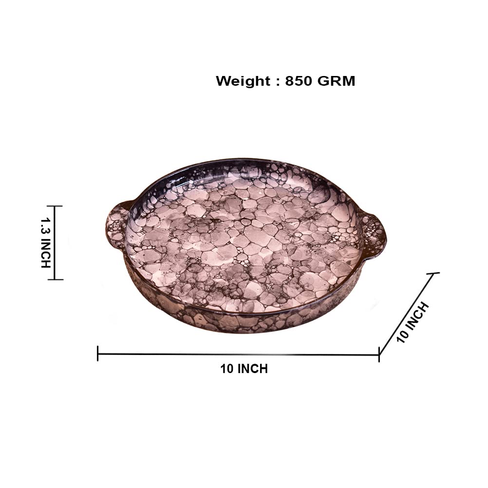 Kunhar Ceramic Snacks Serving Tray, Pizza Plate - 1 Piece, Black Luster, 10 Inch