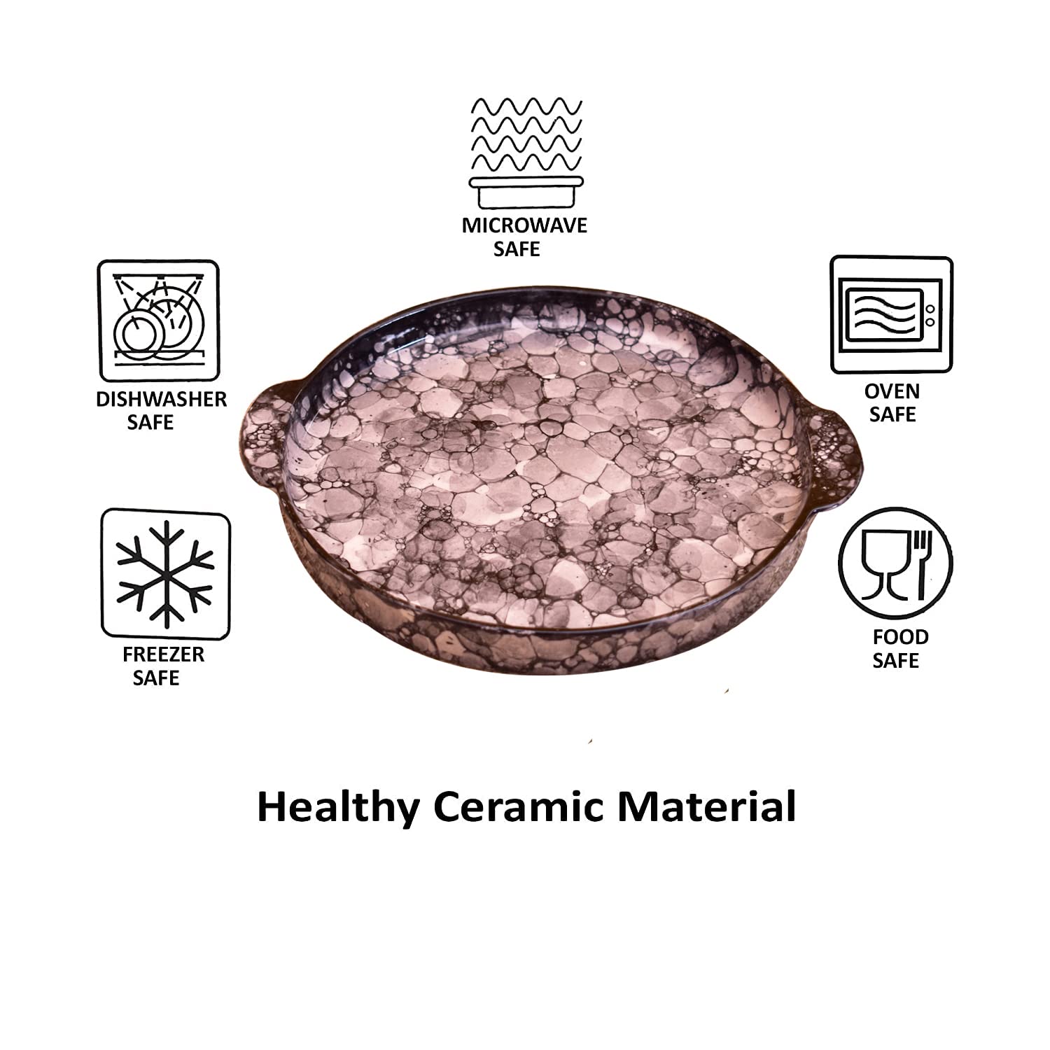 Kunhar Ceramic Snacks Serving Tray, Pizza Plate - 1 Piece, Black Luster, 10 Inch