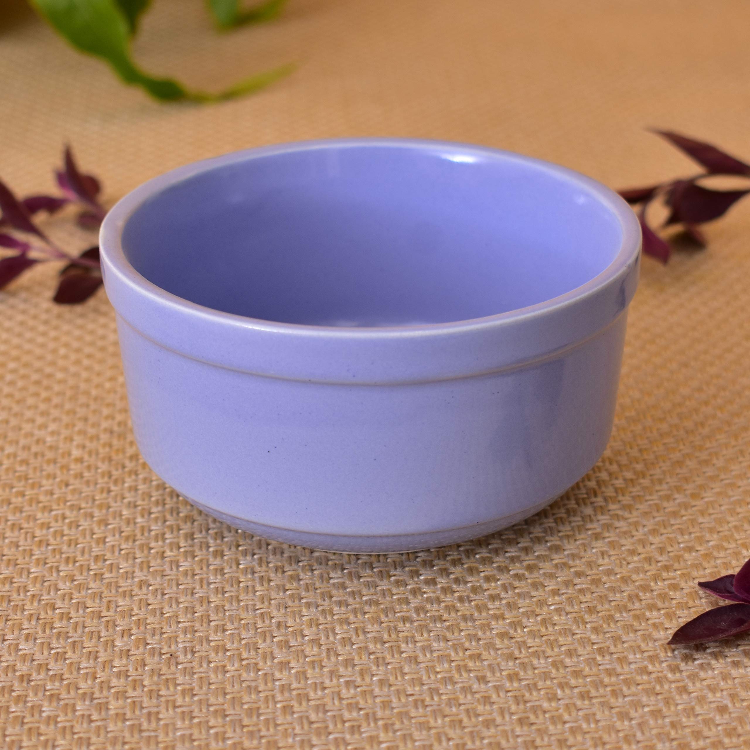 Kunhar Ceramic Bowls - 300 ML, 2 Pieces, Lavender Blue with 2 Spoon
