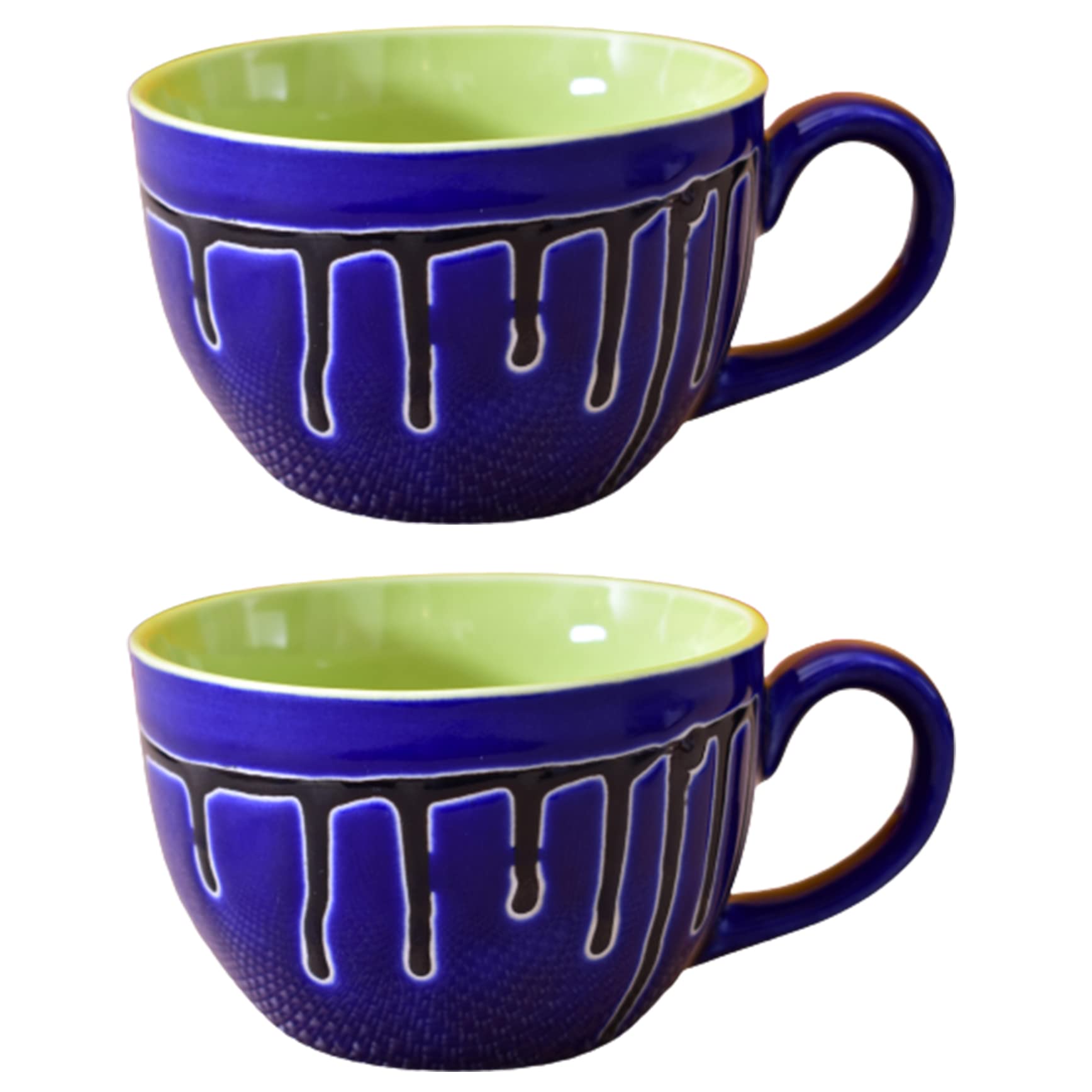 Kunhar Ceramic Soup Mug - Blue Green, 2 Piece, 350 ML
