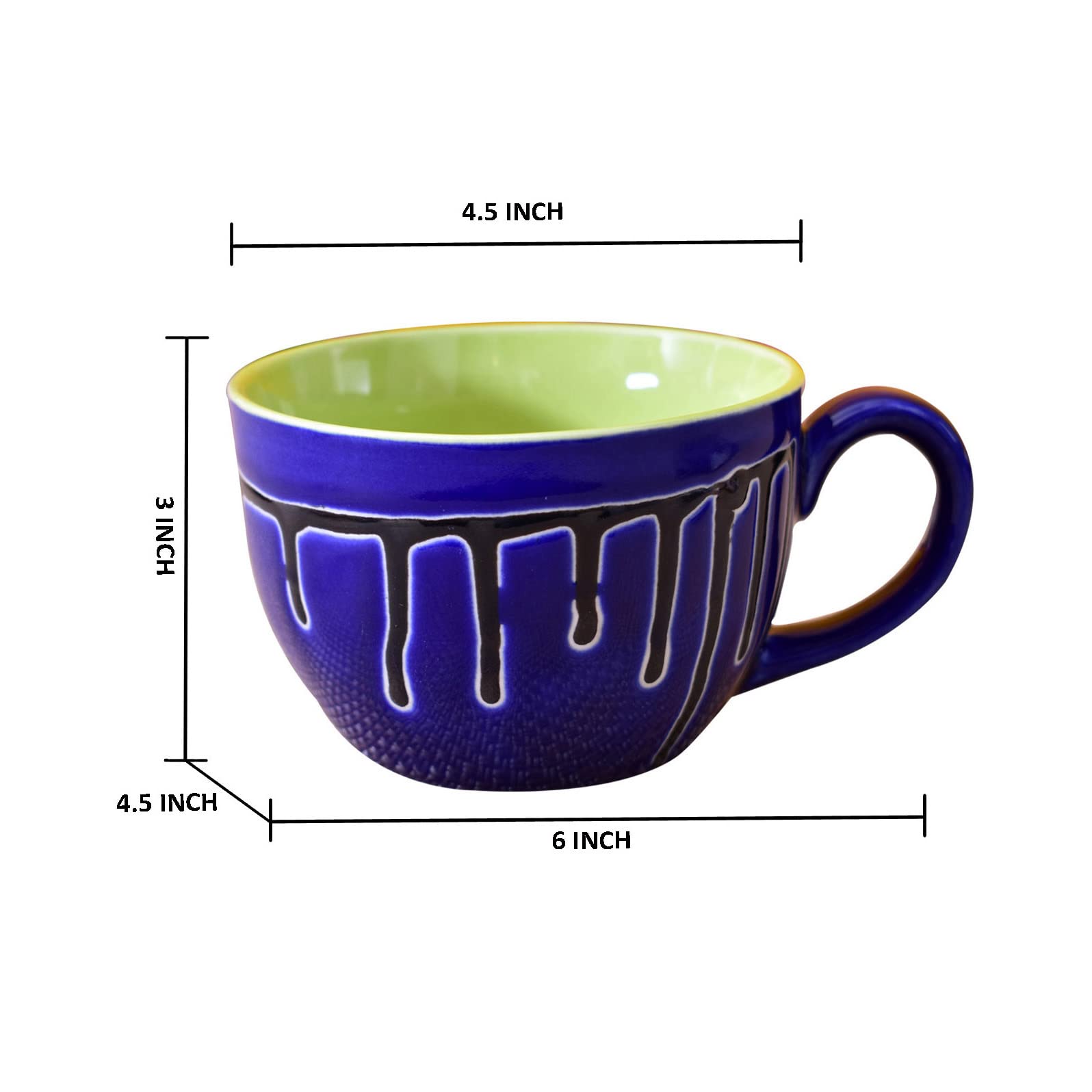 Kunhar Ceramic Soup Mug - Blue Green, 2 Piece, 350 ML