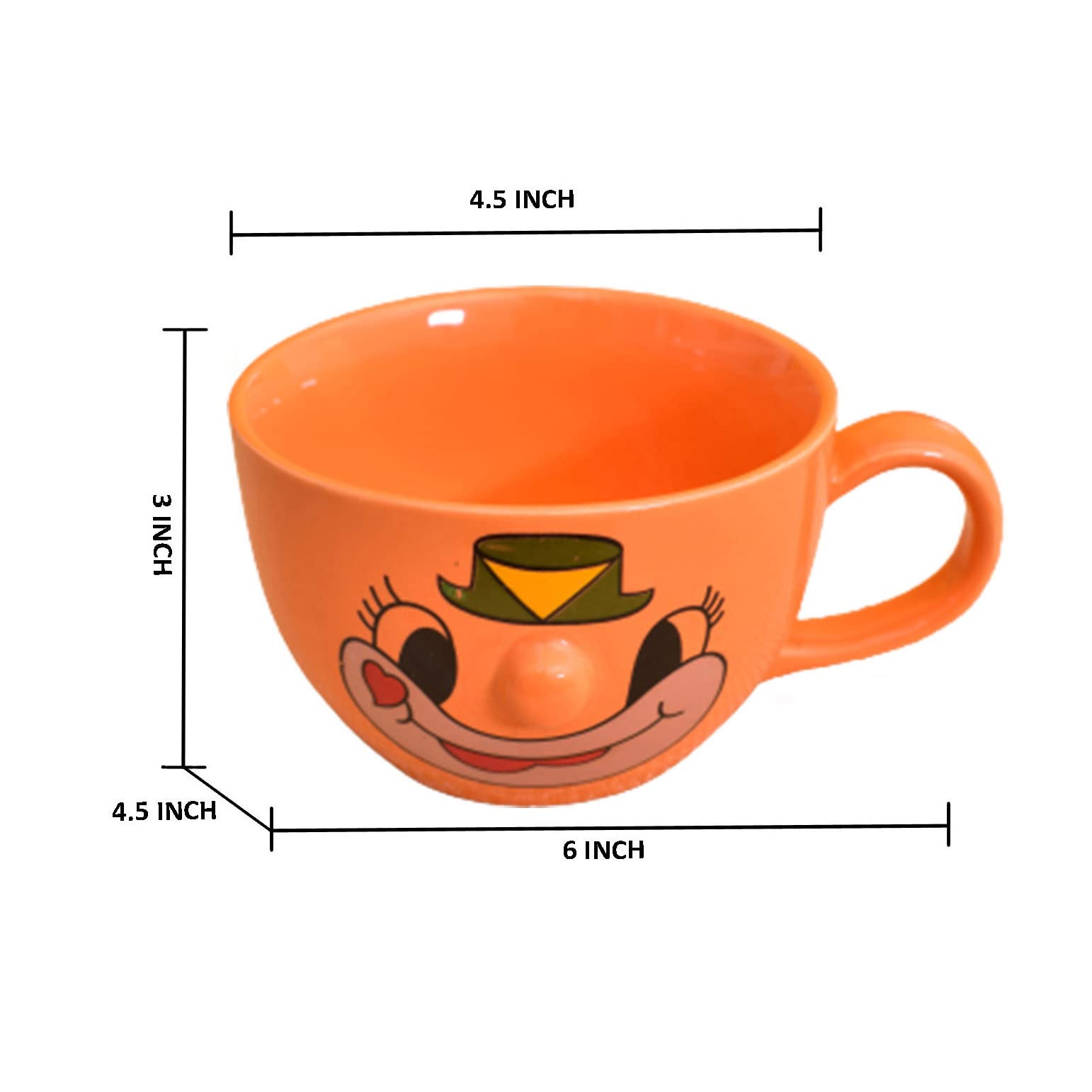 Kunhar Ceramic Soup Mug - Orange, 2 Piece, 350 ML