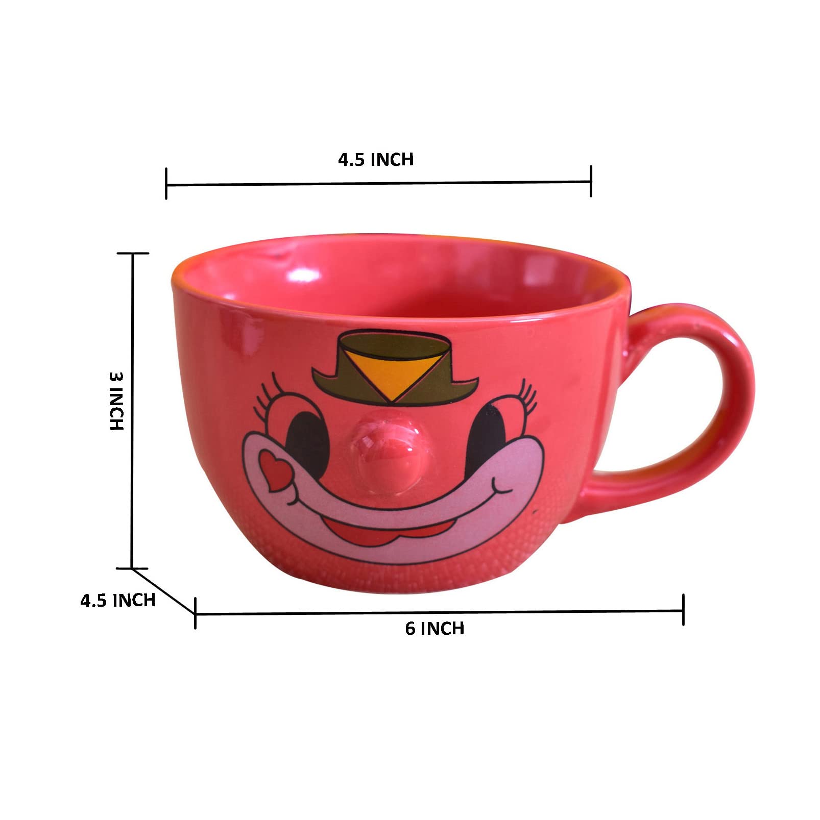 Kunhar Ceramic Soup Mug - Light Red, 2 Piece, 350 ML