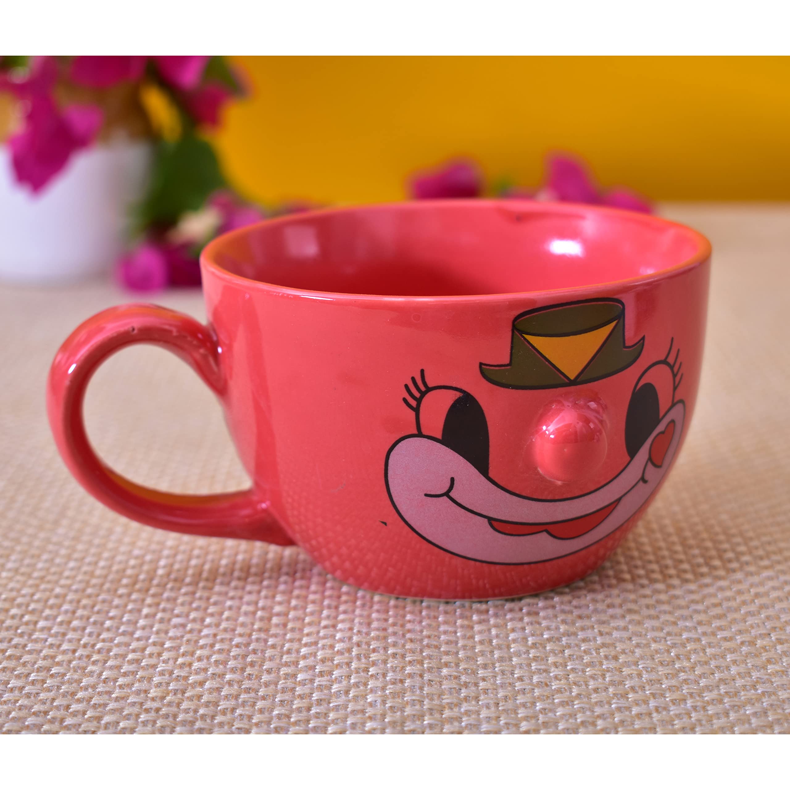 Kunhar Ceramic Soup Mug - Light Red, 2 Piece, 350 ML