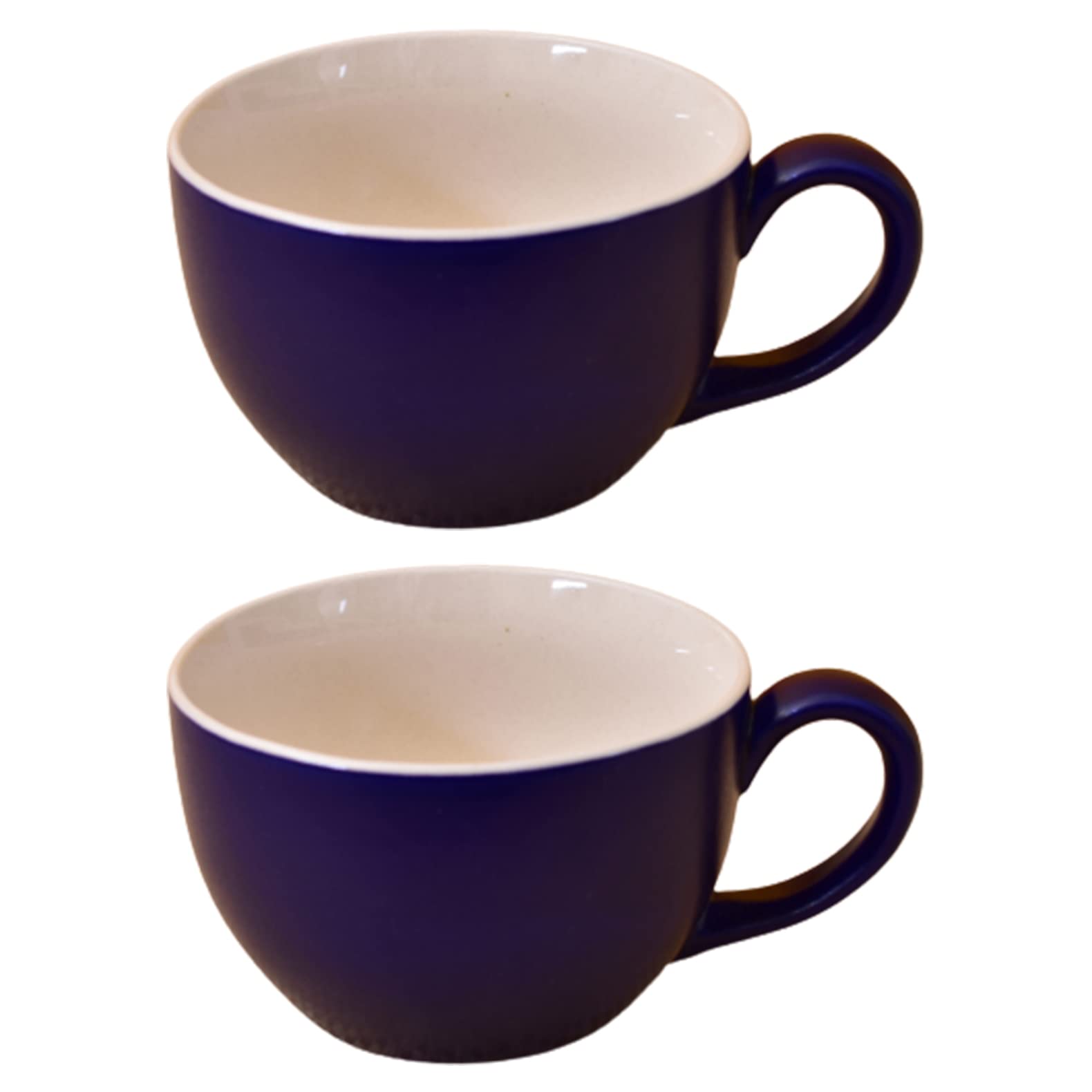 Kunhar Ceramic Soup Mug - White Blue, 2 Piece, 350 ML
