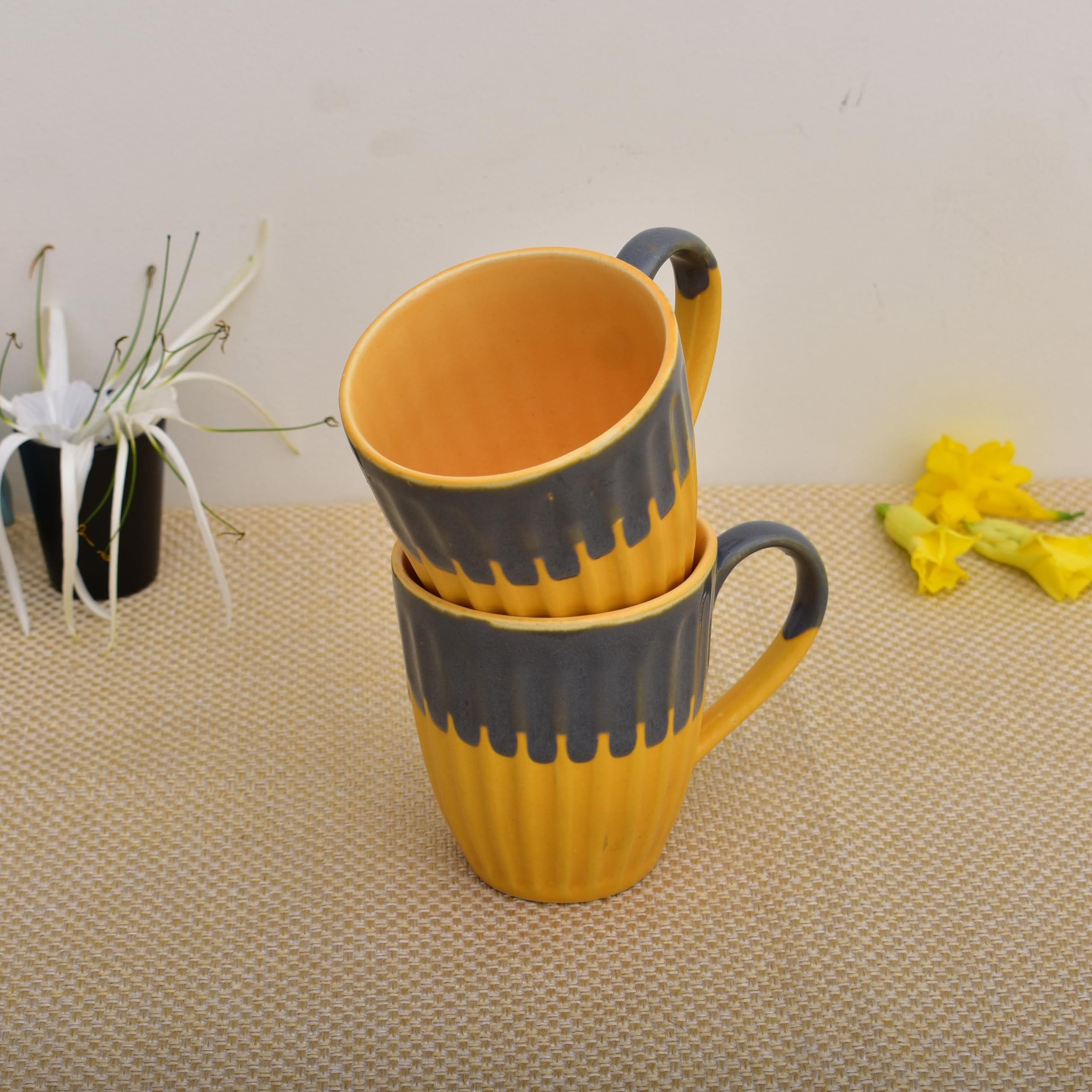 Kunhar Ceramic Coffee Mug, Milk Mug 200 Ml, Yellow Greay