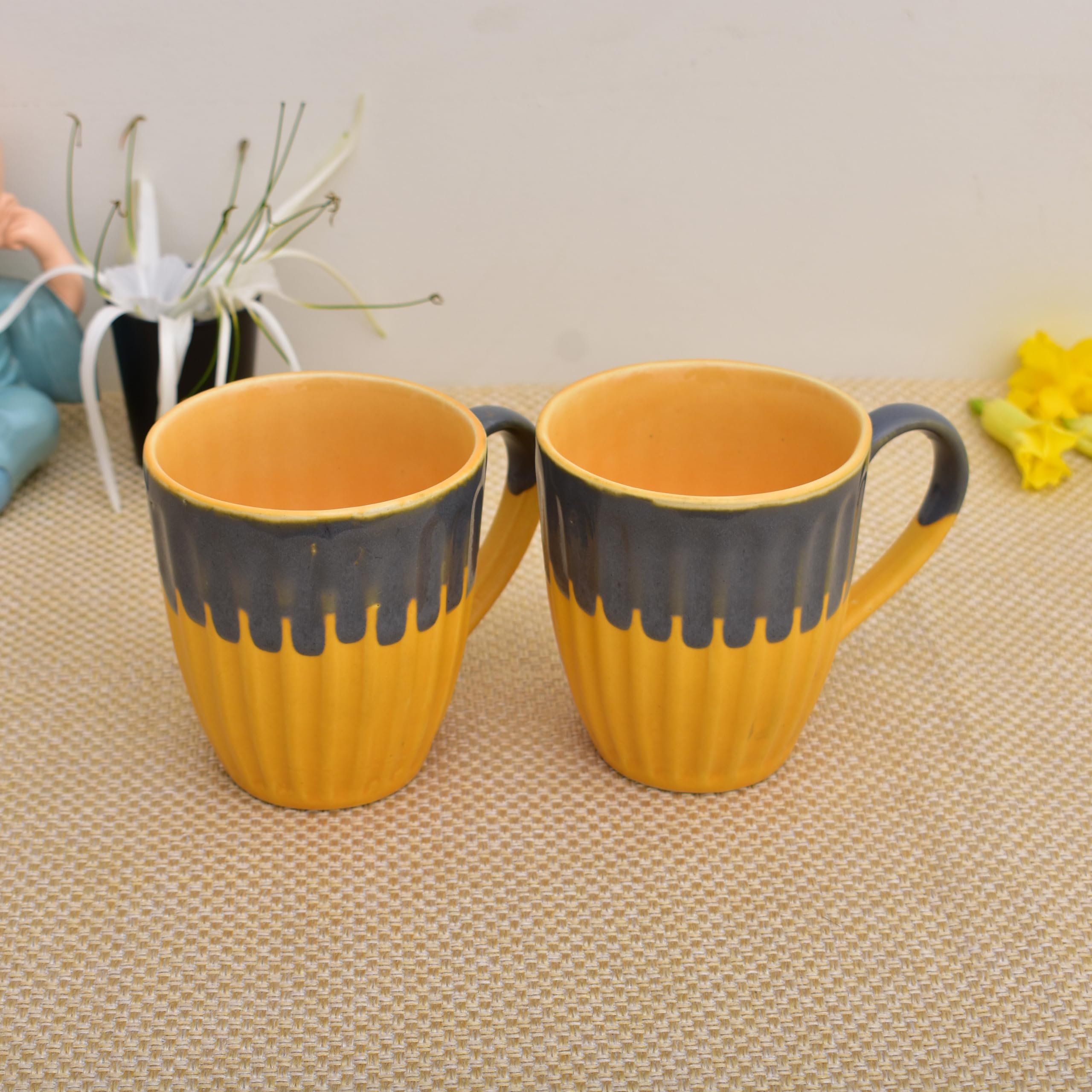 Kunhar Ceramic Coffee Mug, Milk Mug 200 Ml, Yellow Greay