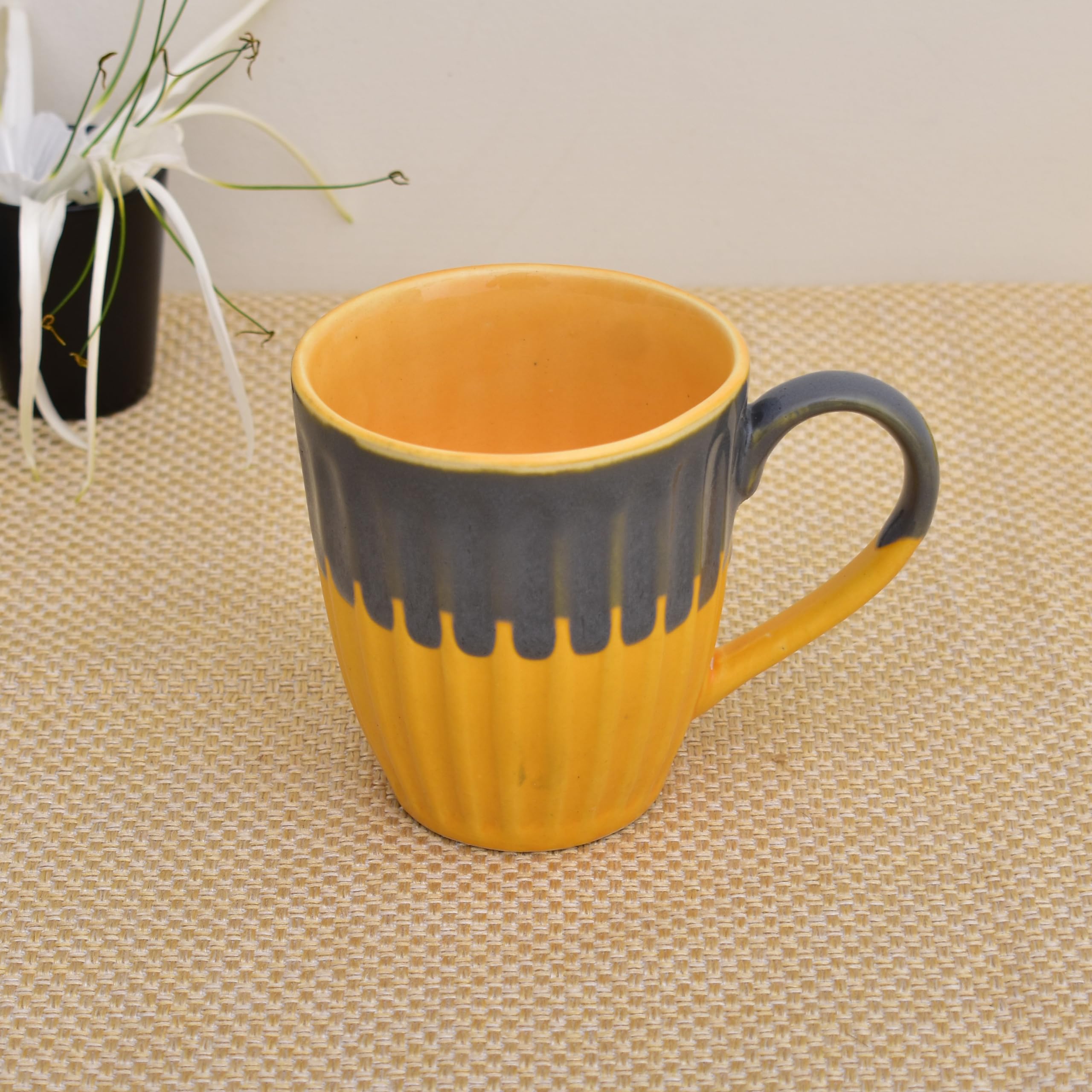 Kunhar Ceramic Coffee Mug, Milk Mug 200 Ml, Yellow Greay