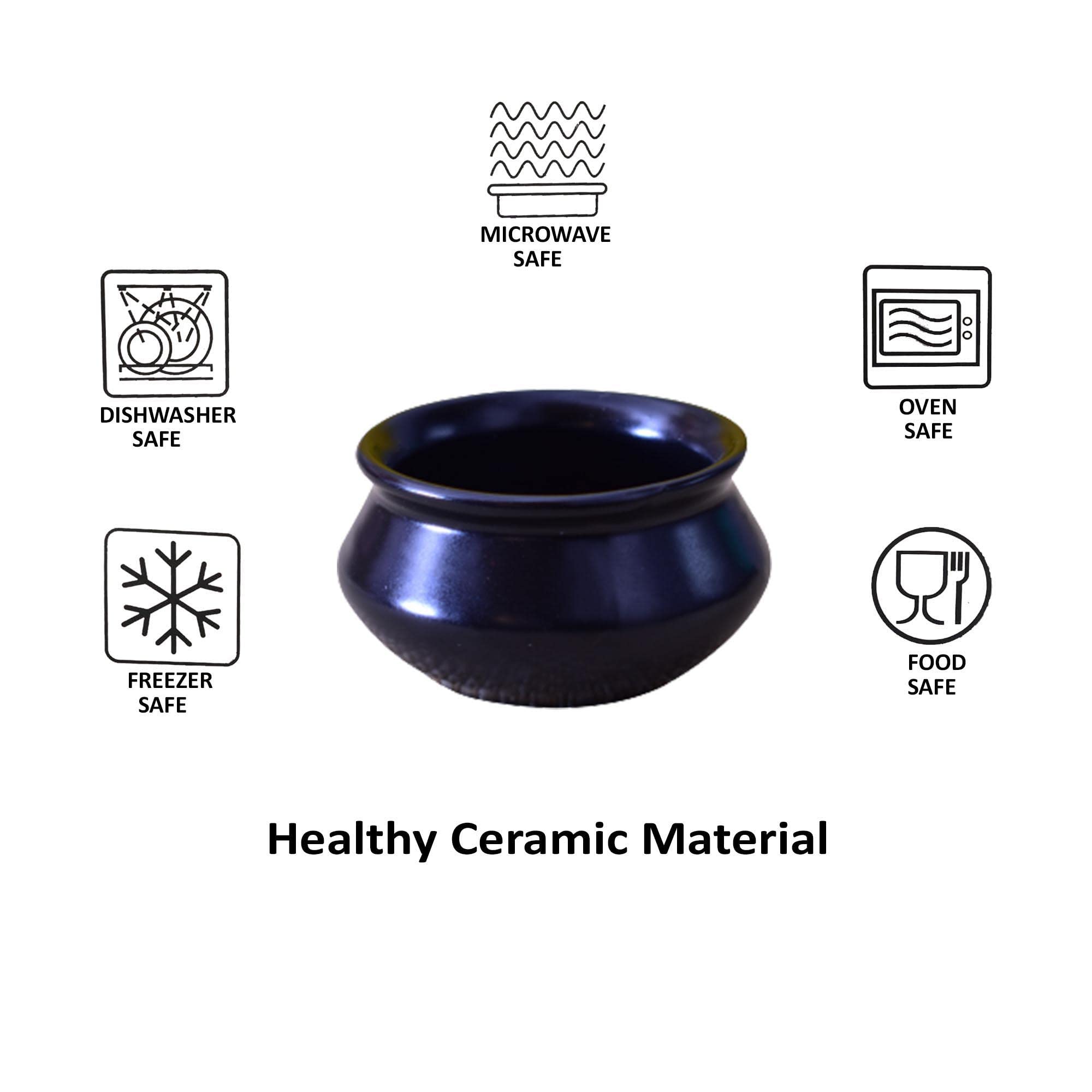 Kunhar Ceramic Sauce Holder - 90 ML, 4 Pieces, Black Matt