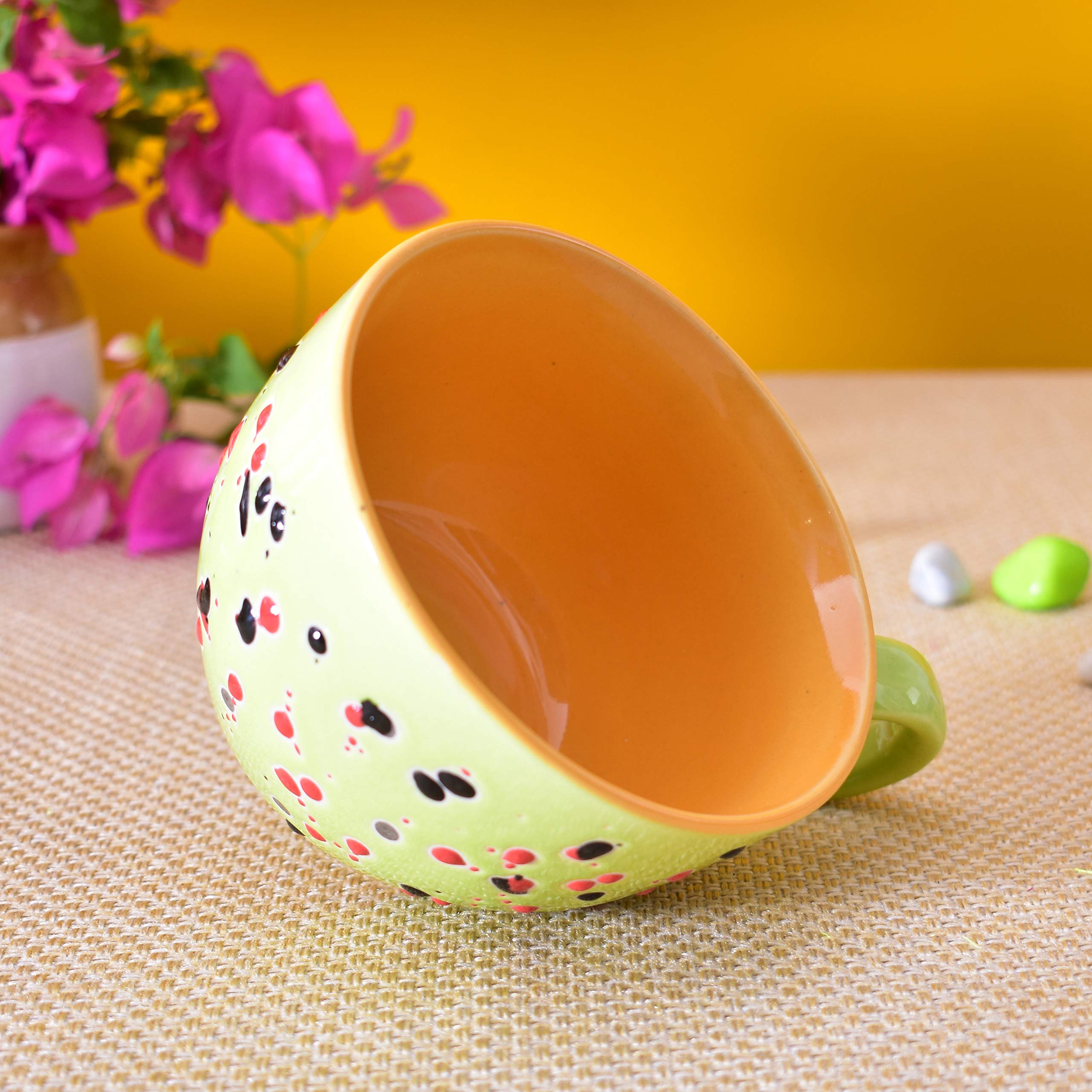 Kunhar Ceramic Soup Mug - Wild Willow, 4 Piece, 350 ML