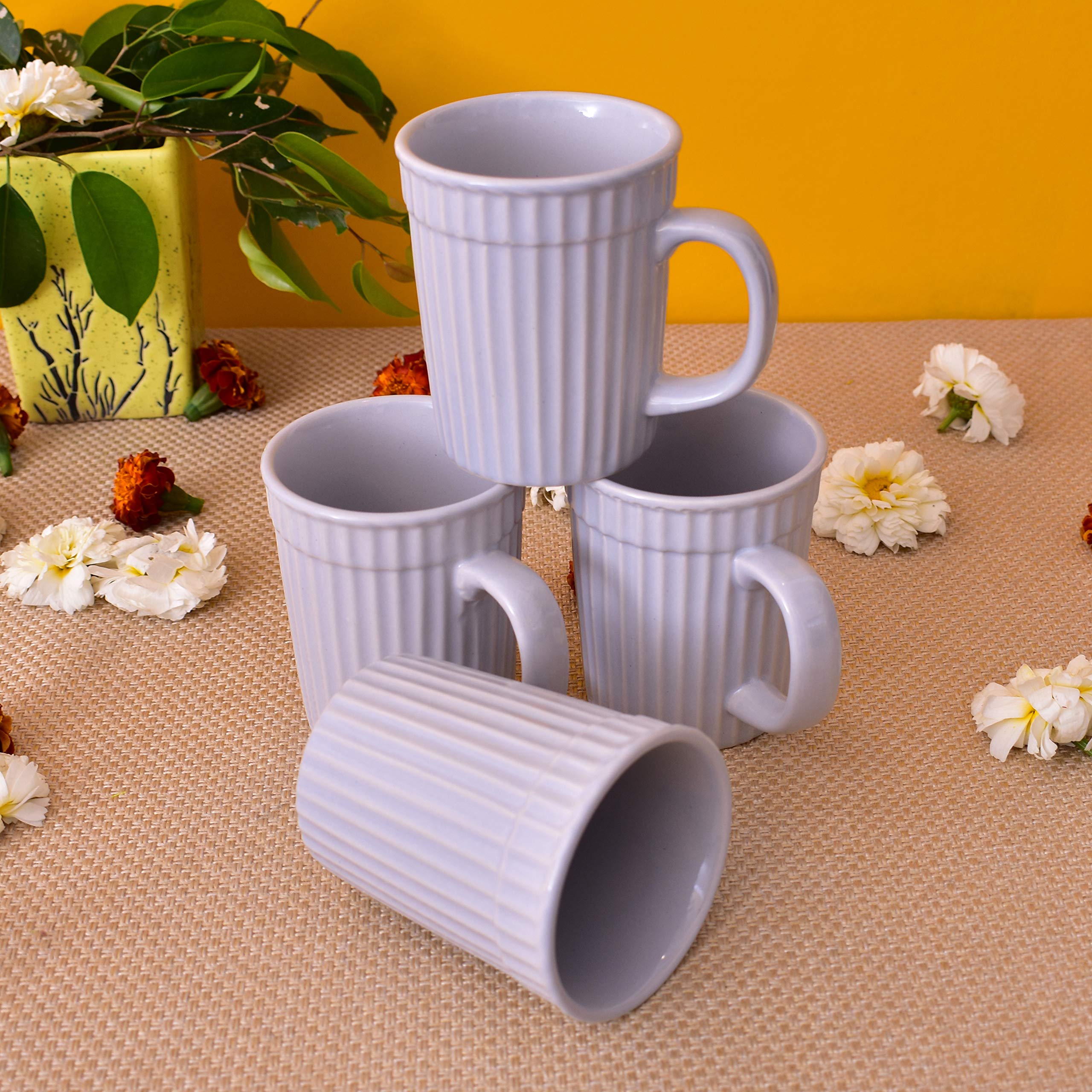Kunhar Ceramic Coffee Mugs - 4 Piece, Baby Blue, 290ml