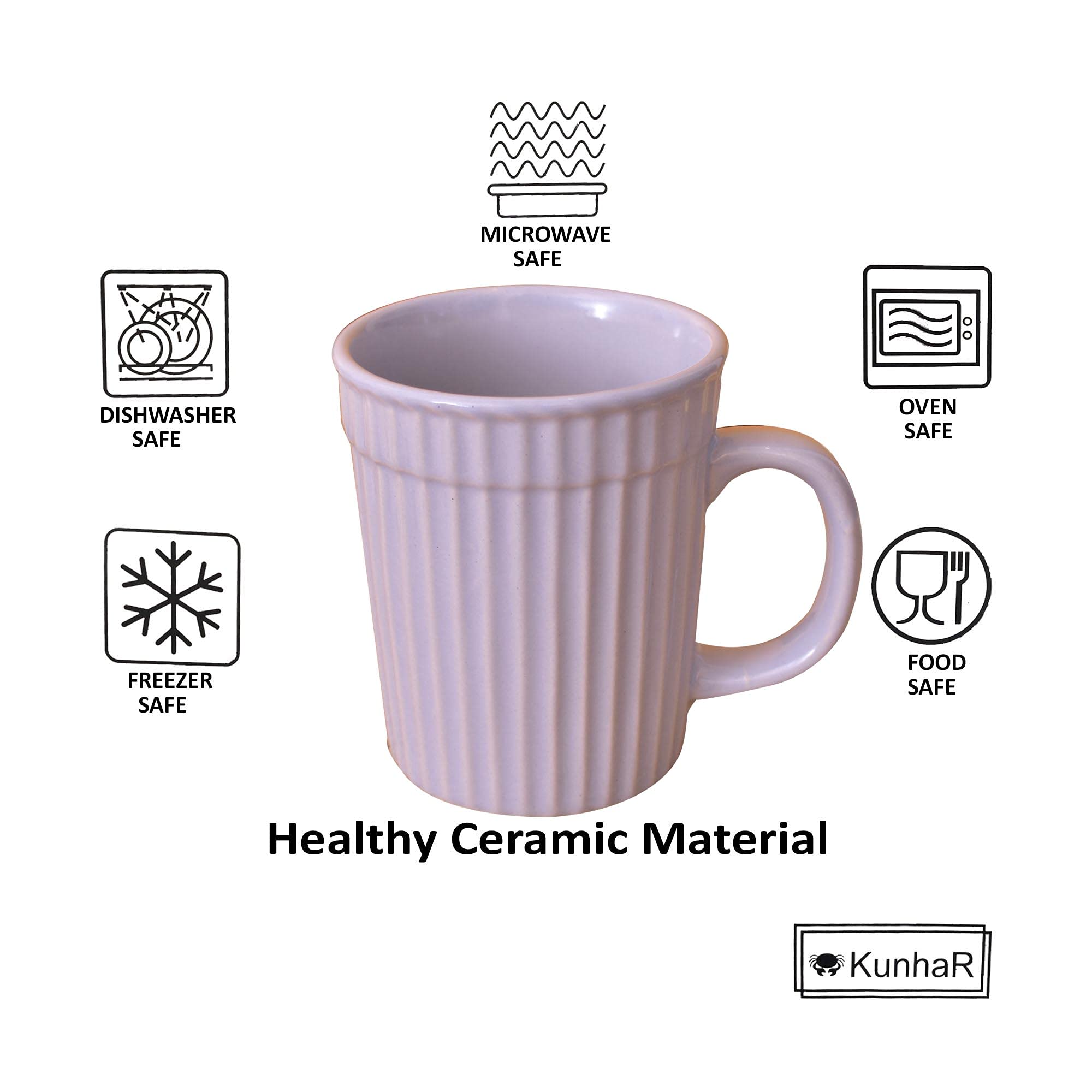 Kunhar Ceramic Coffee Mugs - 4 Piece, Baby Blue, 290ml