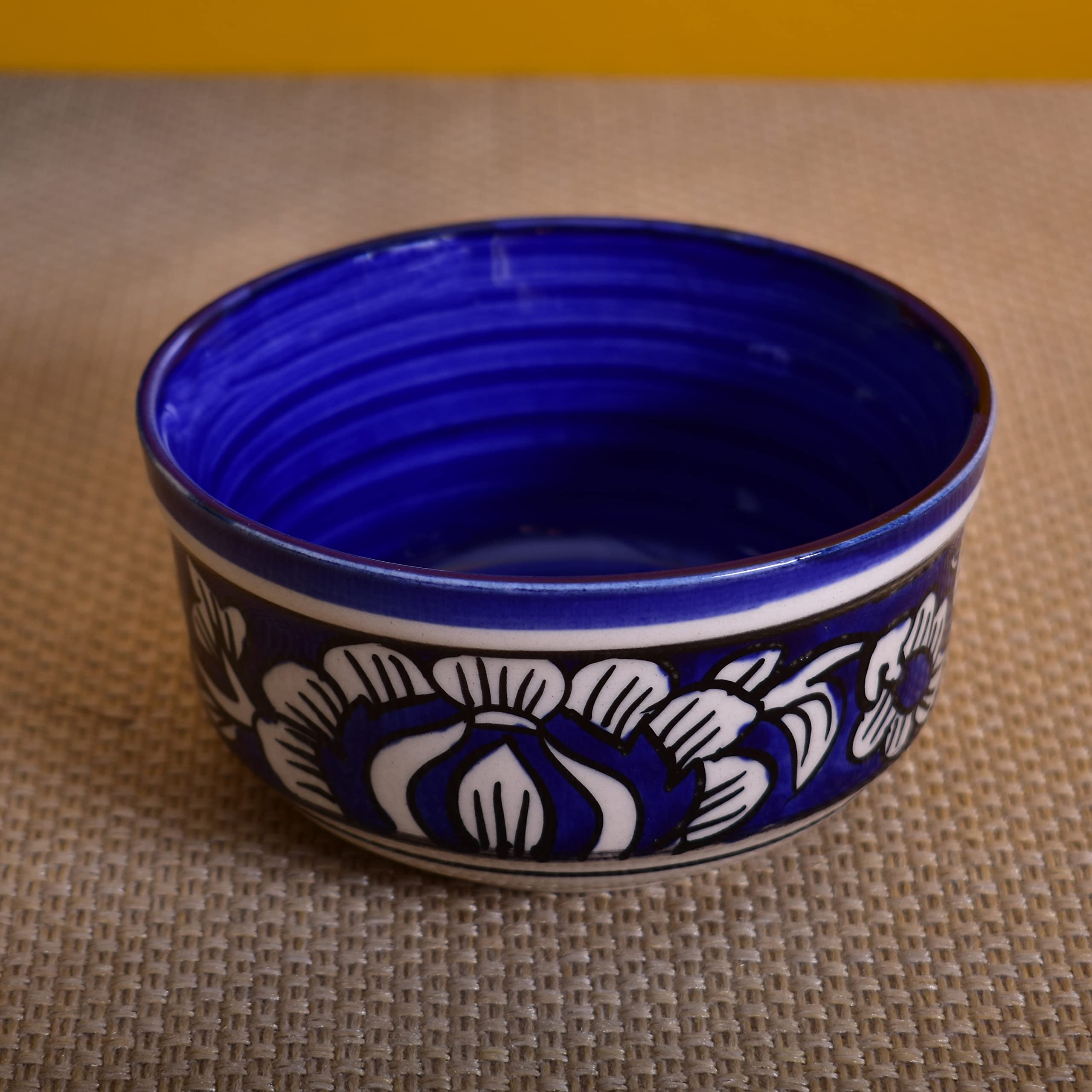 Kunhar Ceramic Bowls, Mughal Painting Ceramic Bowls - 260 ML, 4 Pieces, Blue