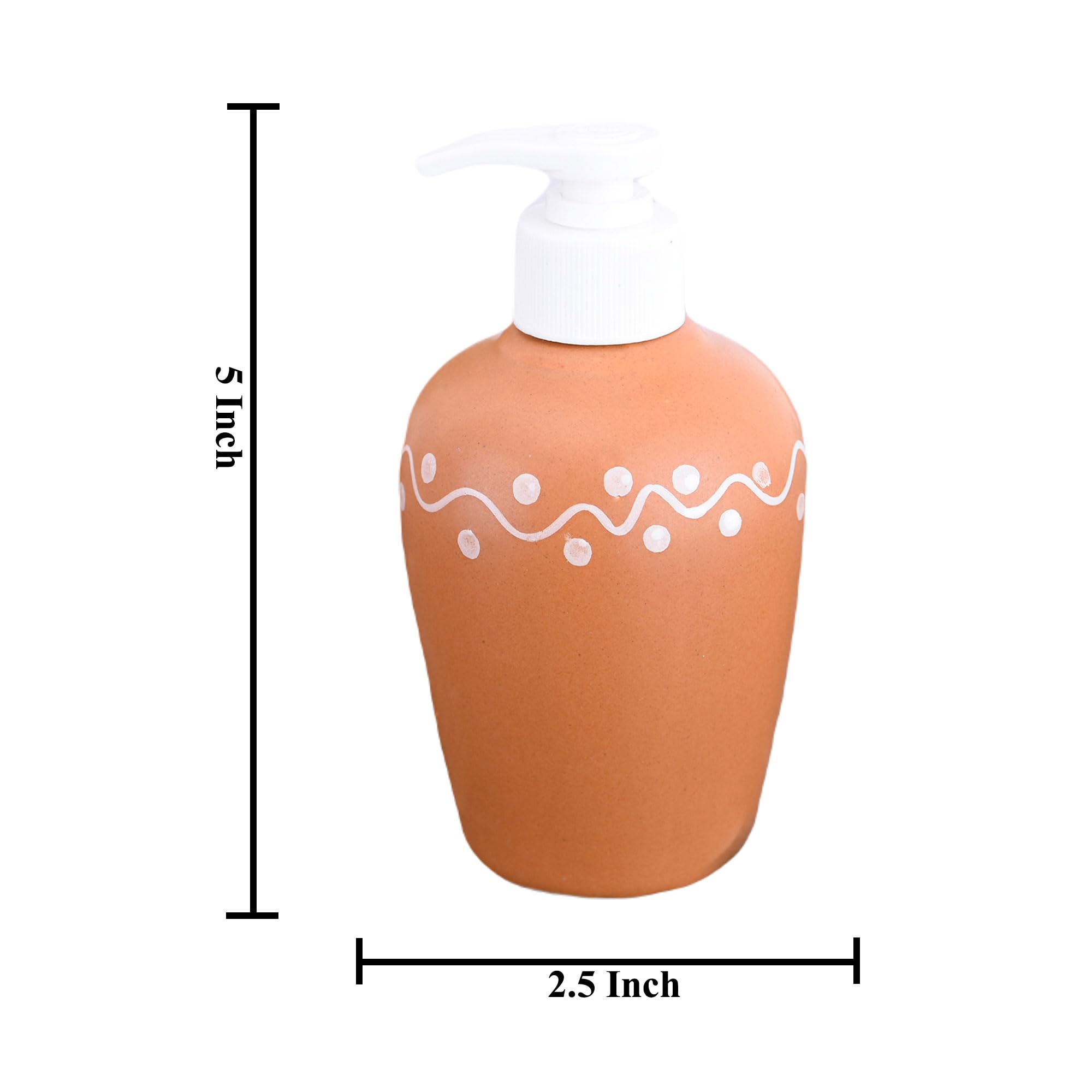 KunhaR Ceramic Long-Lasting Liquid Handwash Soap Dispenser for Bathroom | Handwash Bottle for Kitchen | Soap Dispenser for Wash Basin | Bathroom Accessories | 300 ml, Terracotta