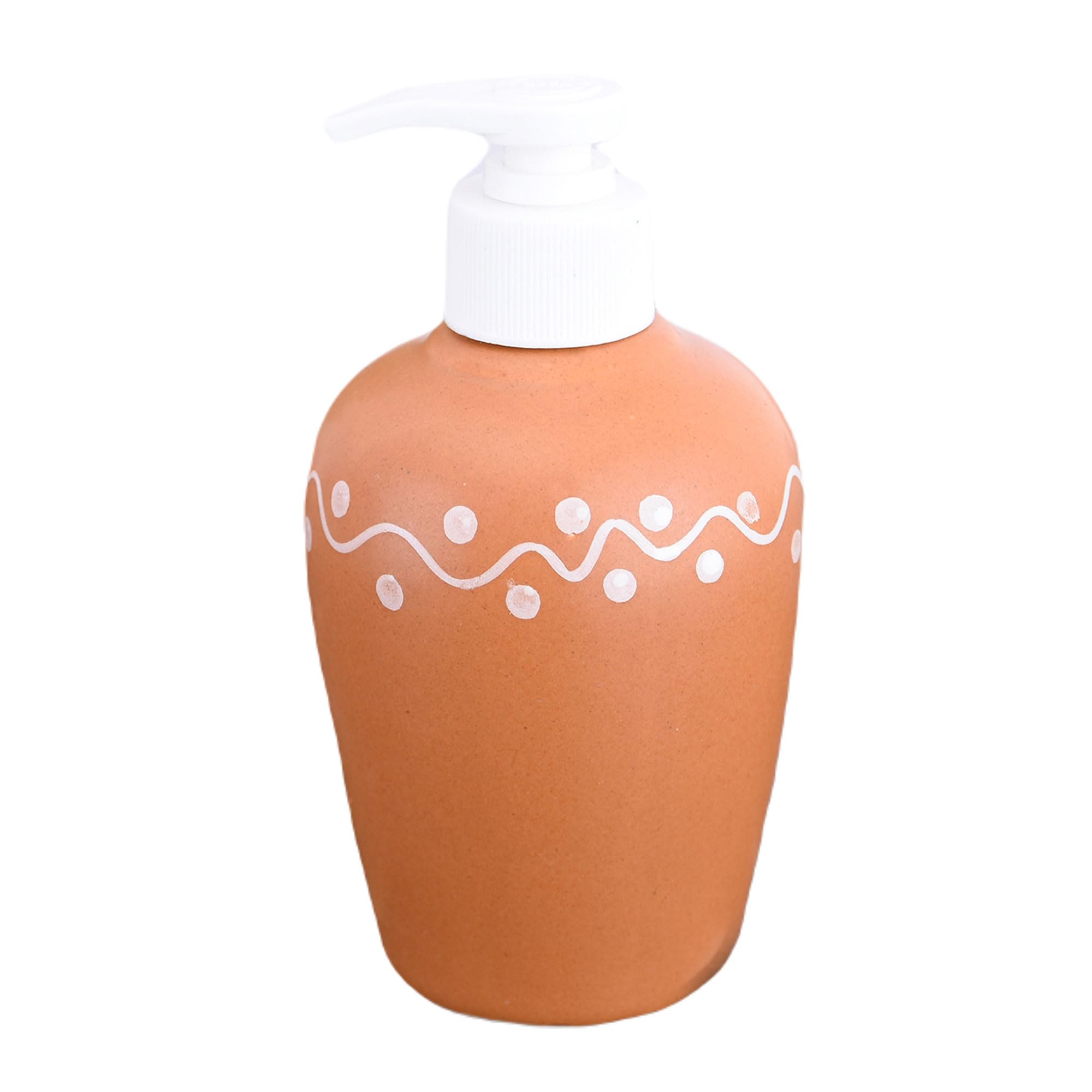 KunhaR Ceramic Long-Lasting Liquid Handwash Soap Dispenser for Bathroom | Handwash Bottle for Kitchen | Soap Dispenser for Wash Basin | Bathroom Accessories | 300 ml, Terracotta